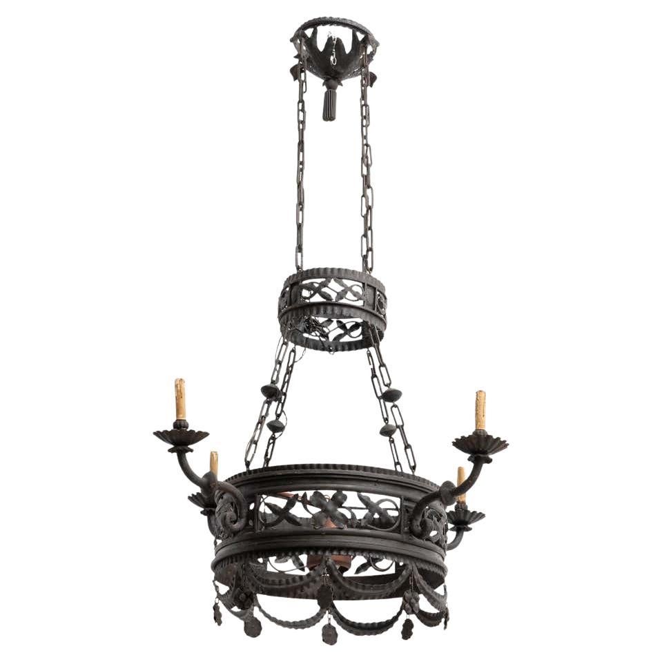 Extra Large Black Sculptural French Metal Ceiling Lamp circa 1930

By unknown manufacturer from France, circa 1930.

In original condition, with minor wear consistent with age and use, preserving a beautiful patina.
 
Not tested the electricity.
