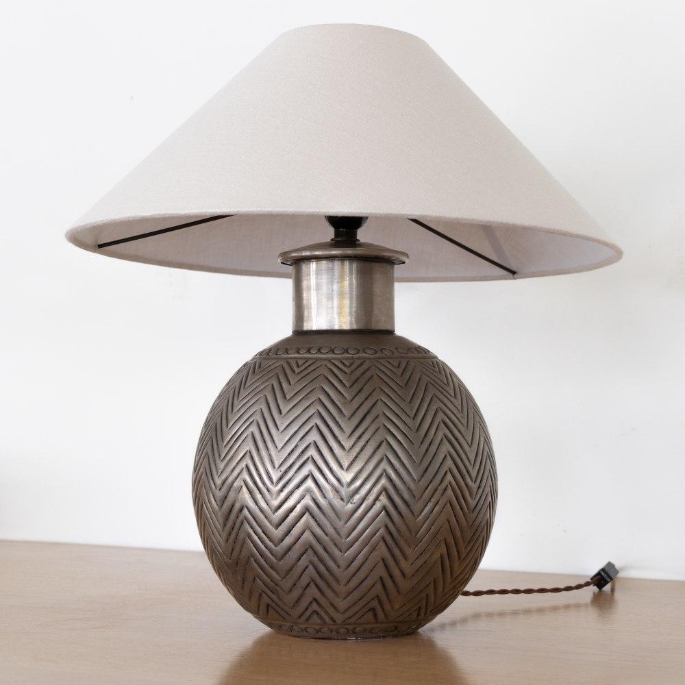 20th Century Large French Metal Globe Lamp 