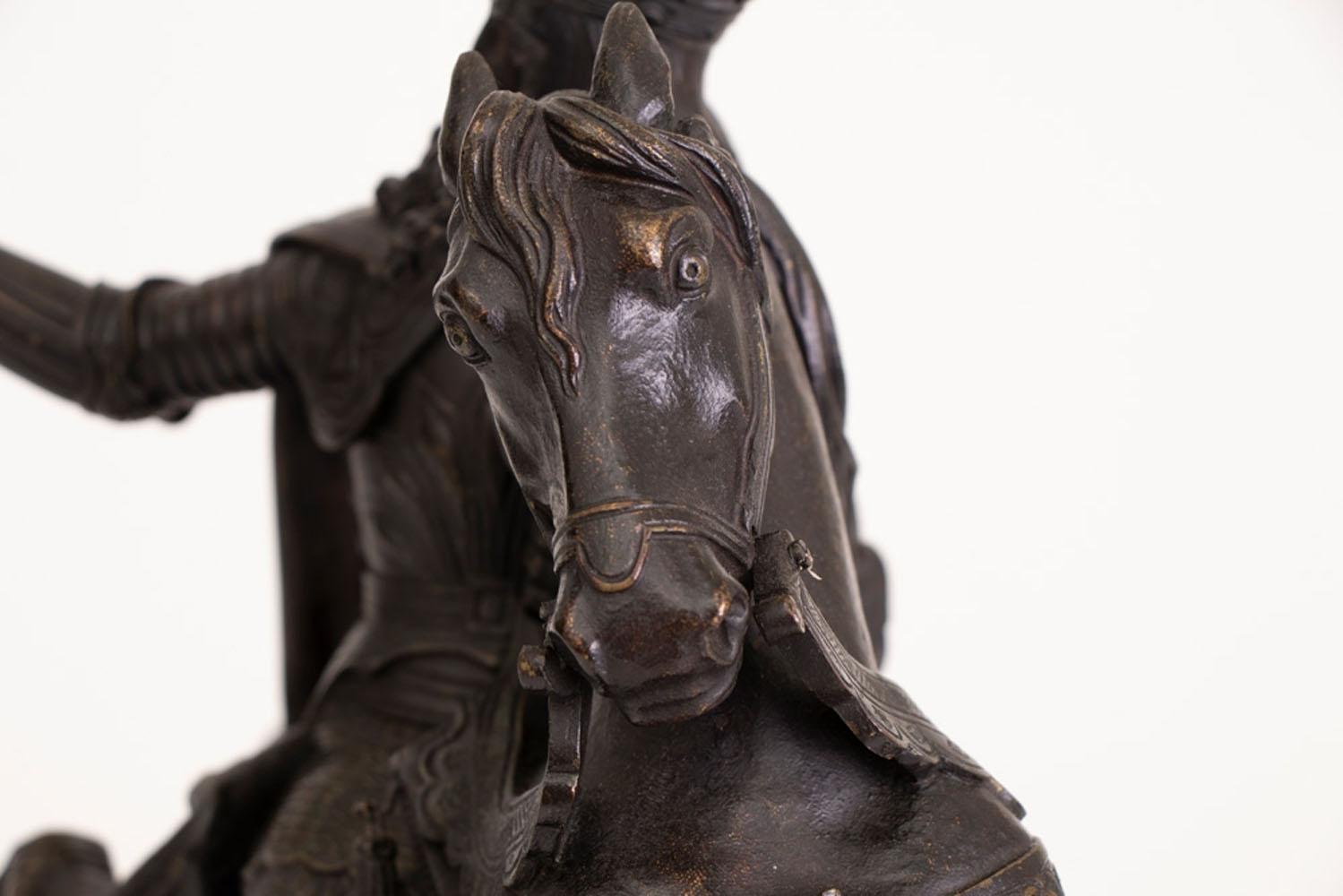 Large French Mid-19th Century Bronze Knight on Horseback 1