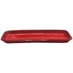 Large French Midcentury Rectangular Red Ceramic Serving Platter Voltz, Vallauris