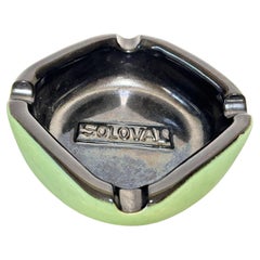 Large French Mid-Century Advertising Ceramic Ashtray Green and Black 1950s