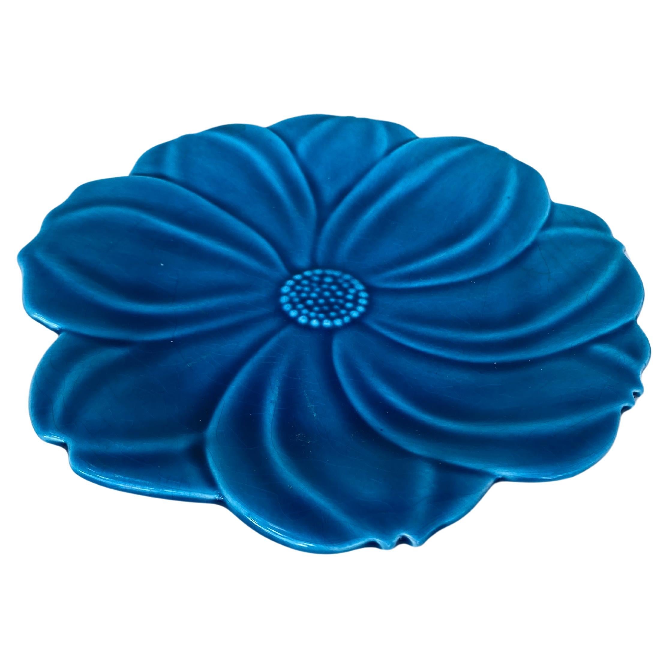 Large French Mid-Century Blue Flower Plate signed Charolles.
9 inches diameter.
