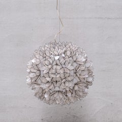 Large French Mid-Century Capiz Shell Pendant Light (2 available)