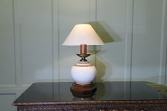 Large French Mid Century Ceramic Globe Lamp   A Lovely Vintage piece