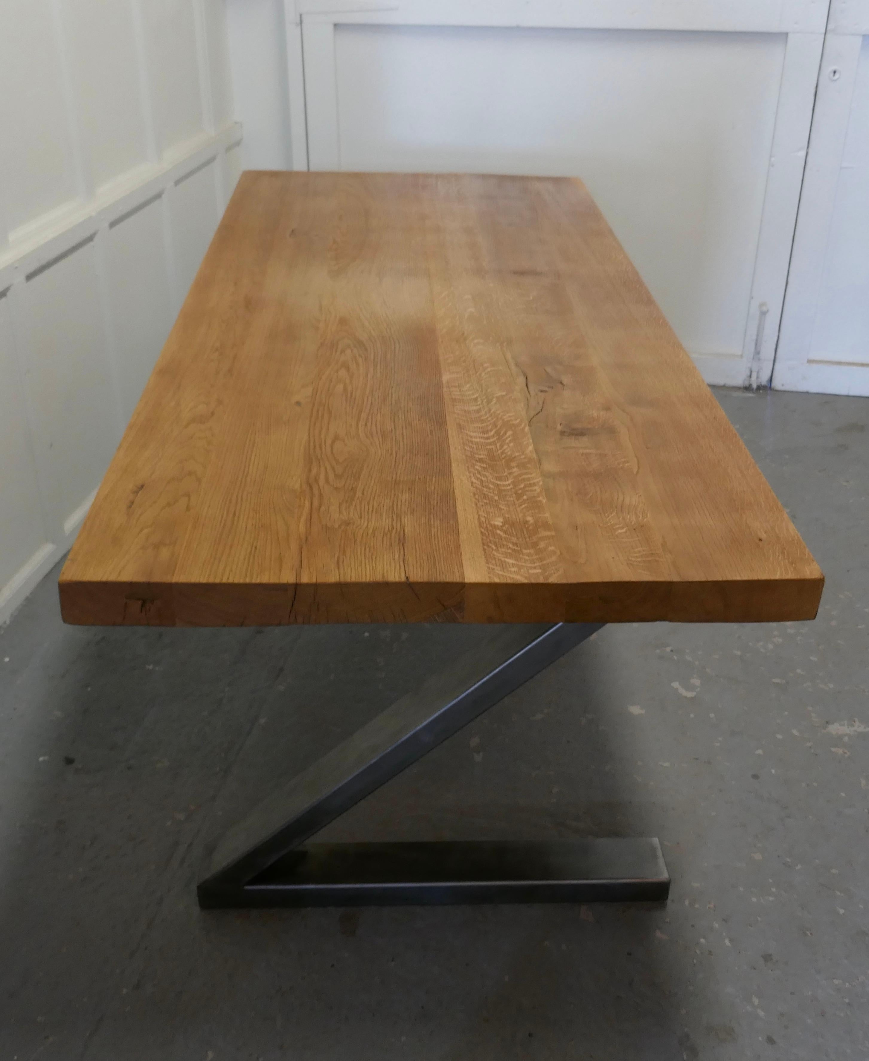 Mid-Century Modern Large French Mid Century Golden Oak Dining Table