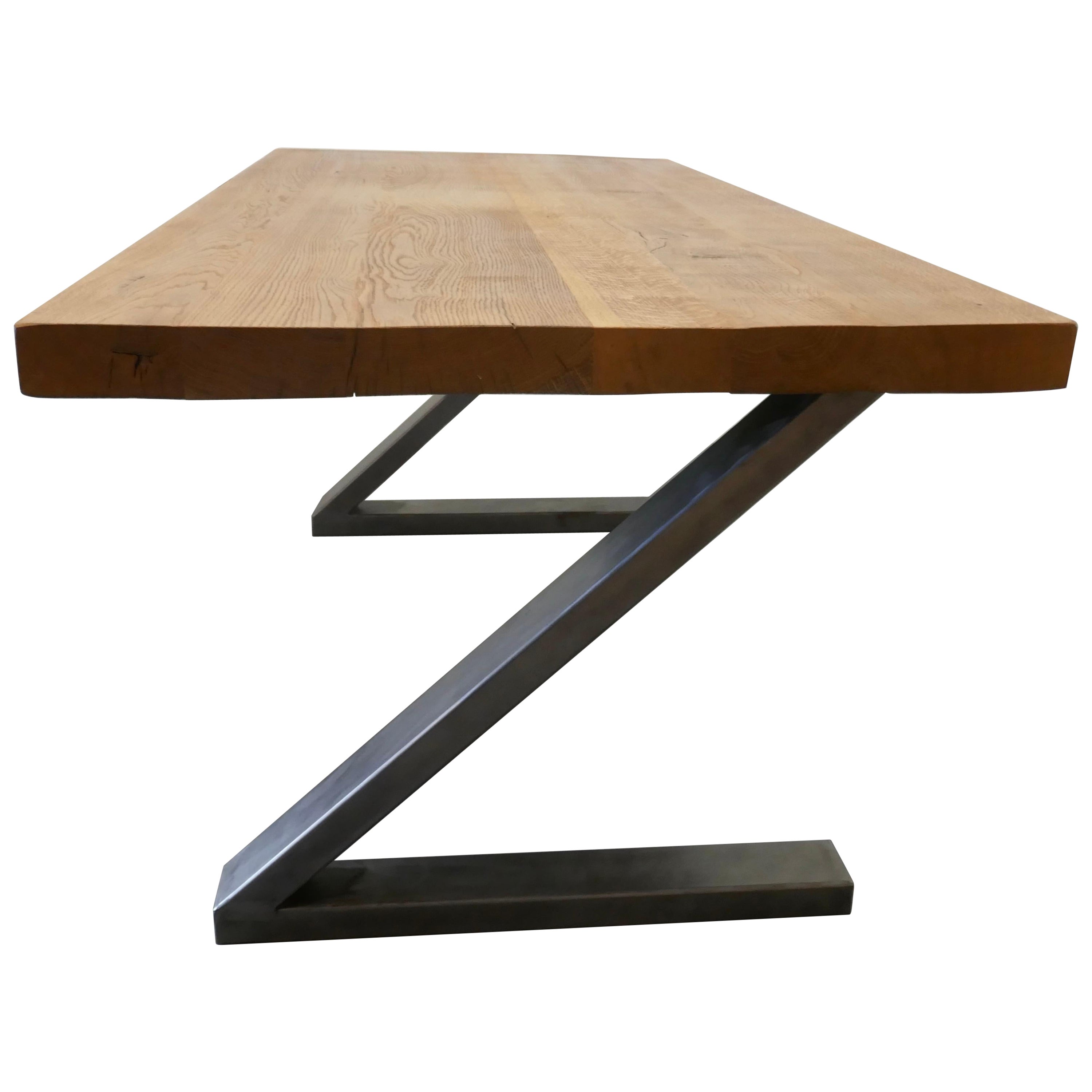 Large French Mid Century Golden Oak Dining Table