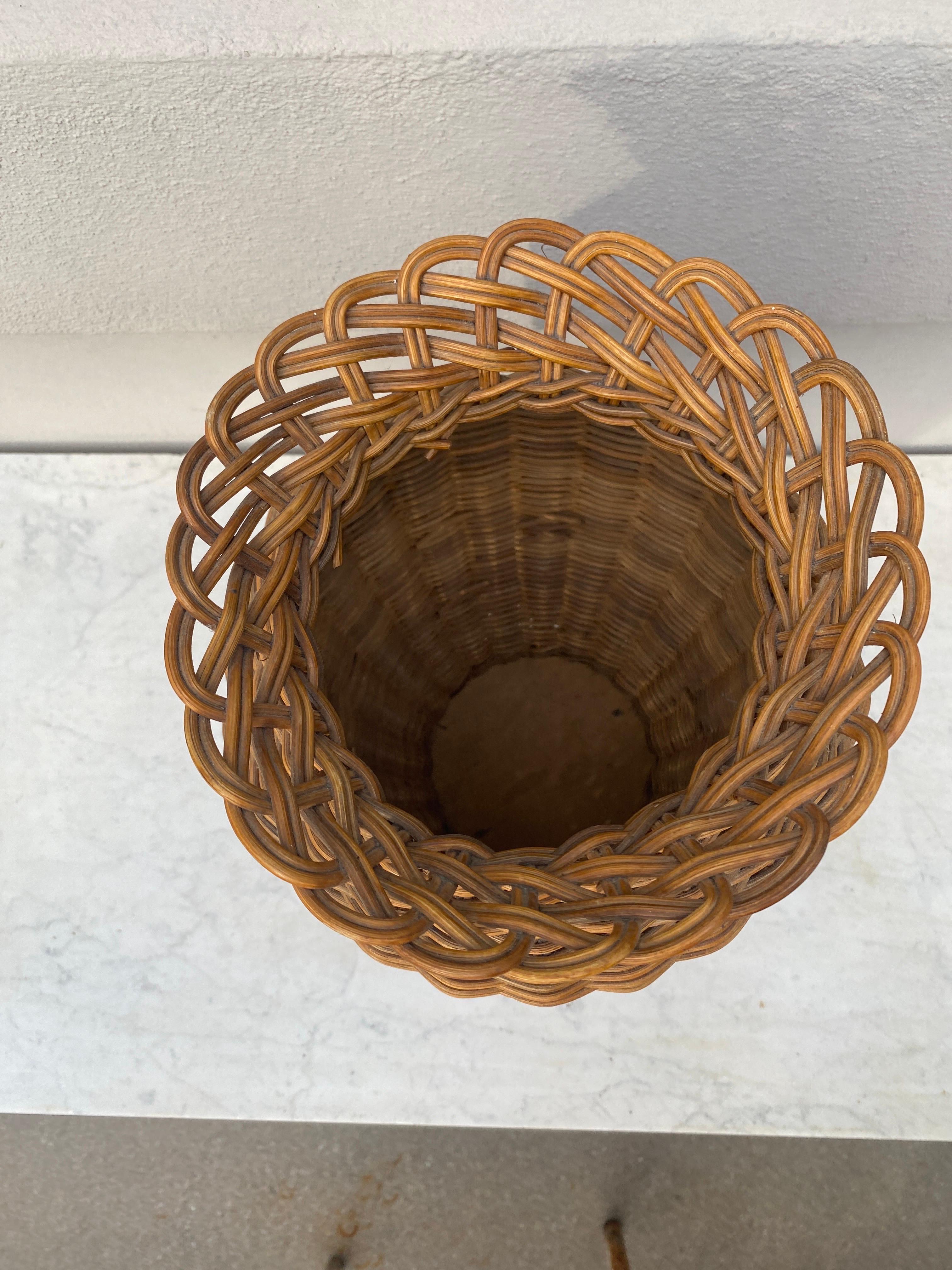 Mid-20th Century Large French Mid-Century Wicker Vase For Sale