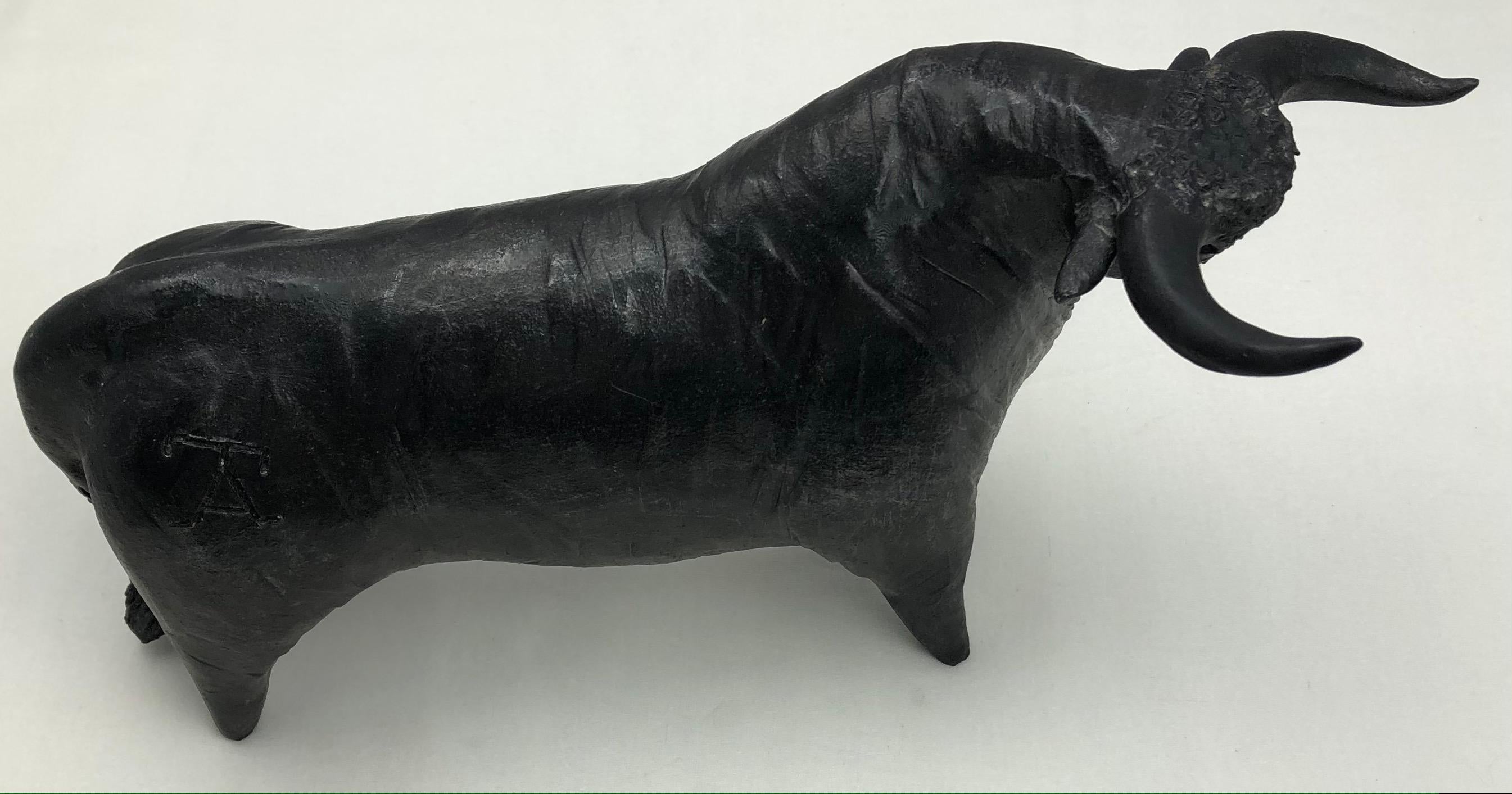 Earthenware Large French Midcentury Carved Bull Sculpture, Signed For Sale