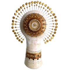  French Sunburst Georges Pelletier Ceramic Table Lamp, Stilnovo Gio Ponti Era 