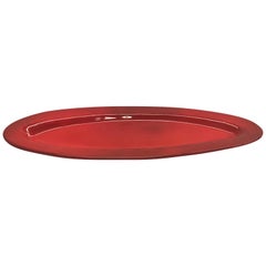 Large French Midcentury Oval Red Ceramic Serving Platter by Voltz, Vallauris