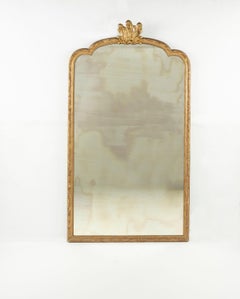 Large French Mirror with Cartouche and Original Glass