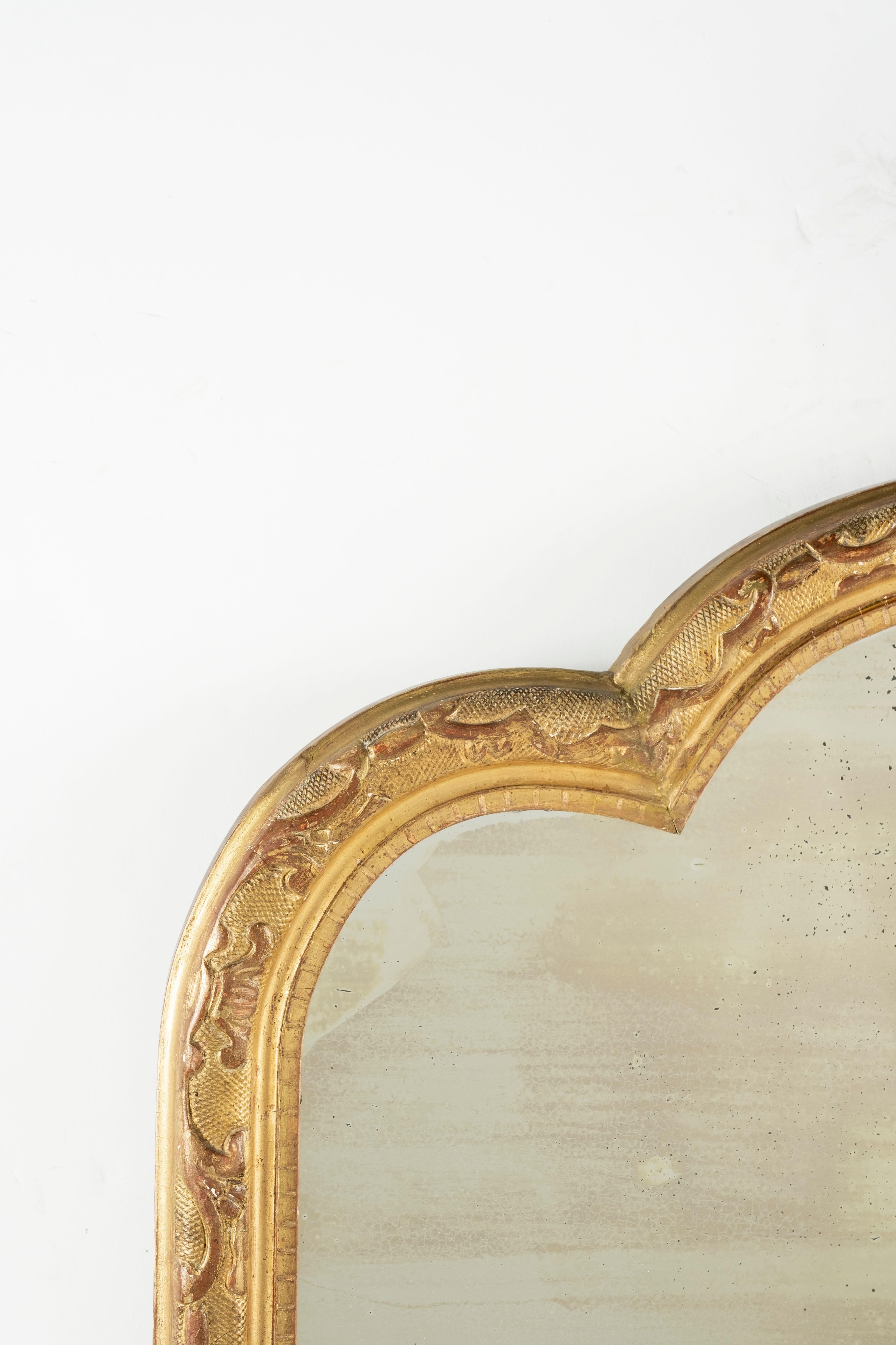 Rococo Large French Mirror with Cartouche and Original Glass For Sale