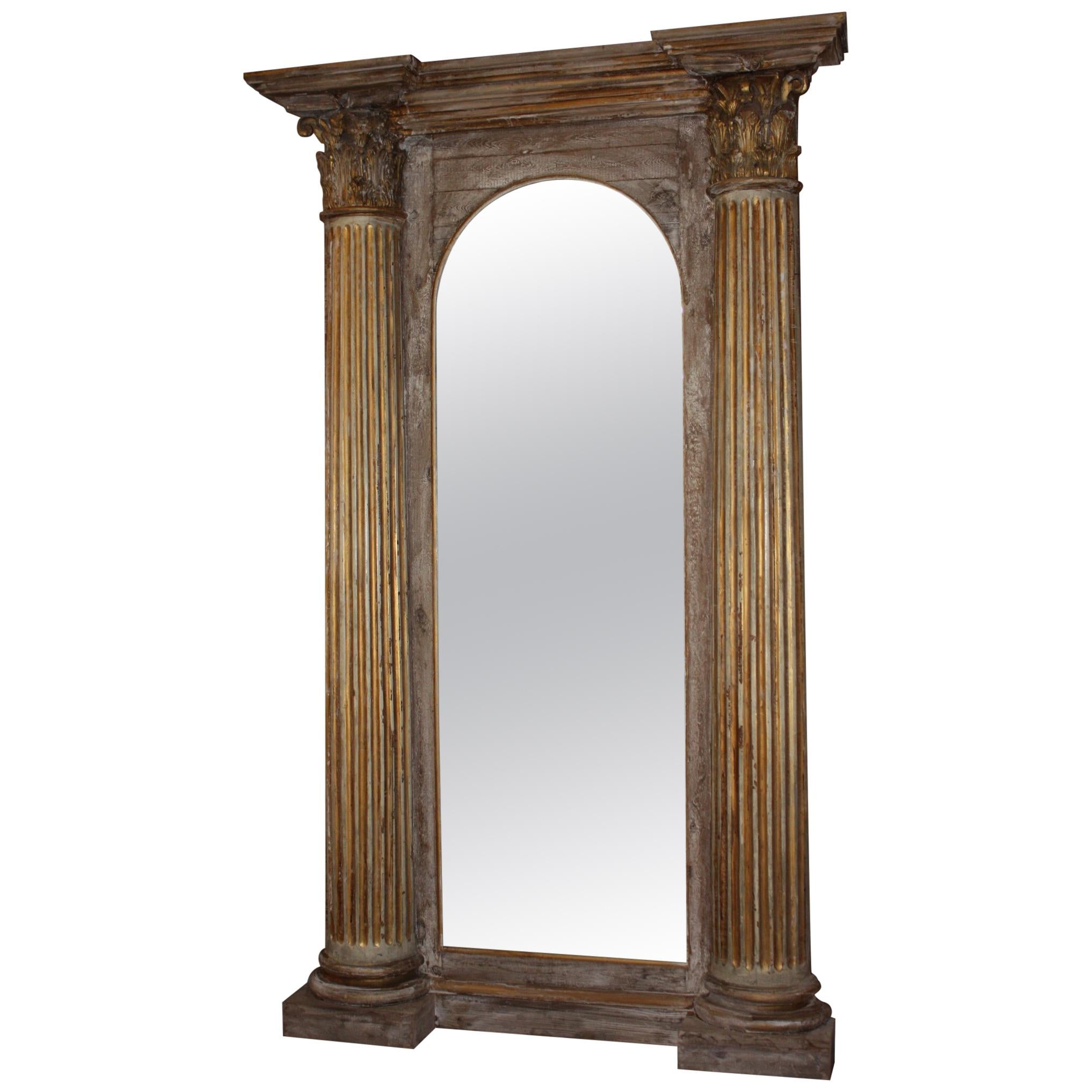 Large French Mirror with Flanked by Corinthian Columns For Sale