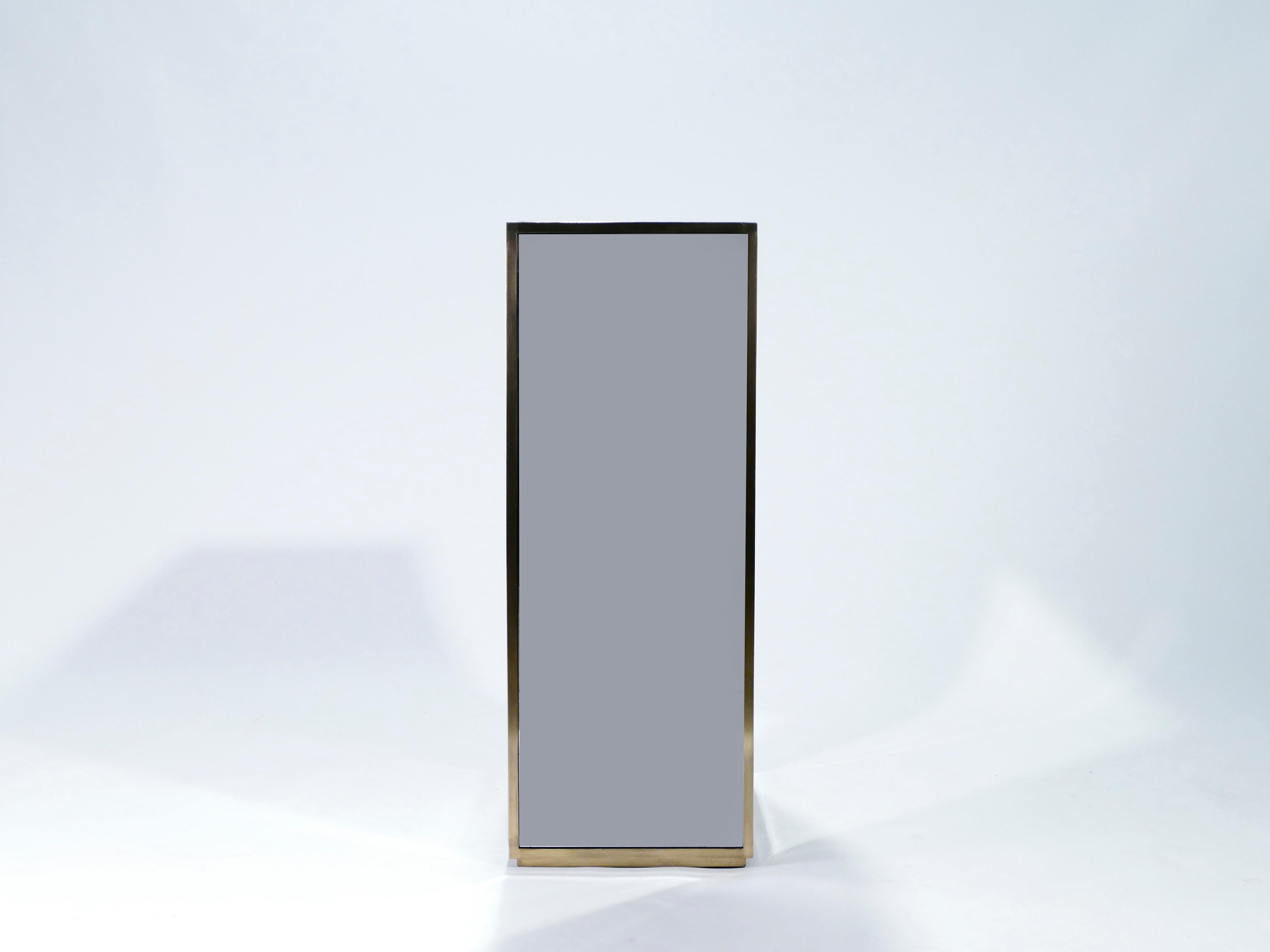 Large French Mirrored and Brass Pedestal, 1970s 3