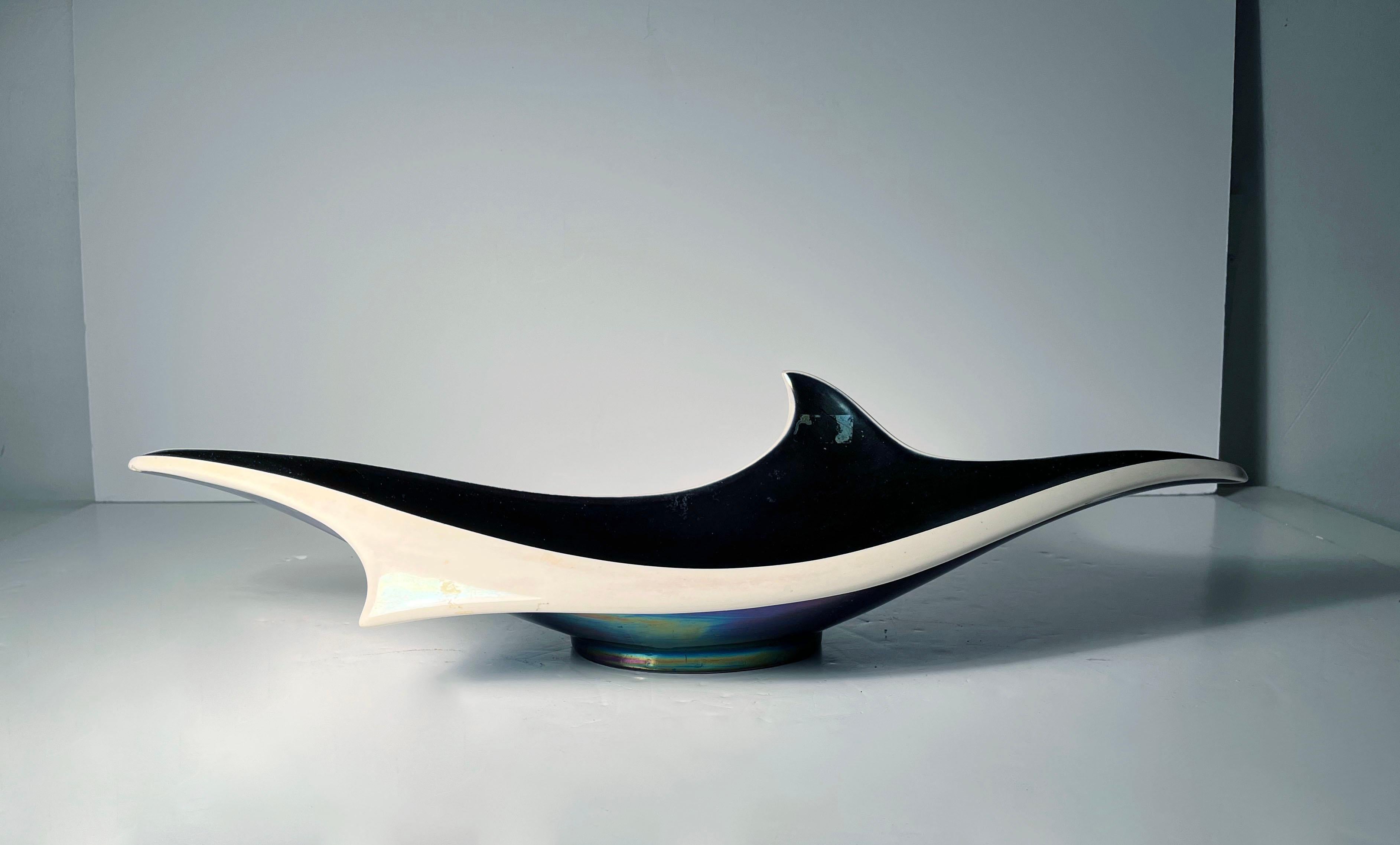 Mid-Century Modern Large French Modern Ceramic Centerpiece Bowl by Verceram For Sale