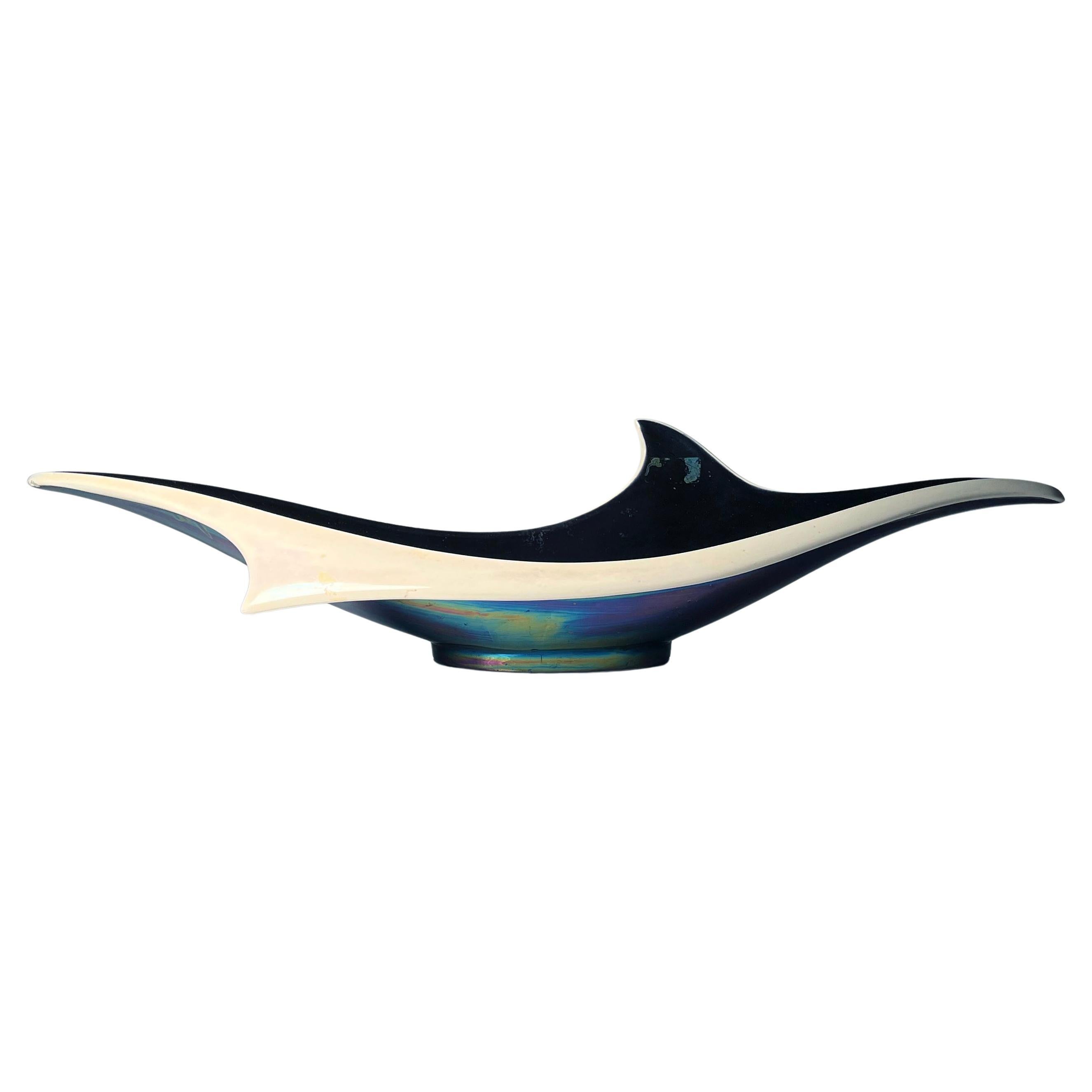 Large French Modern Ceramic Centerpiece Bowl by Verceram For Sale