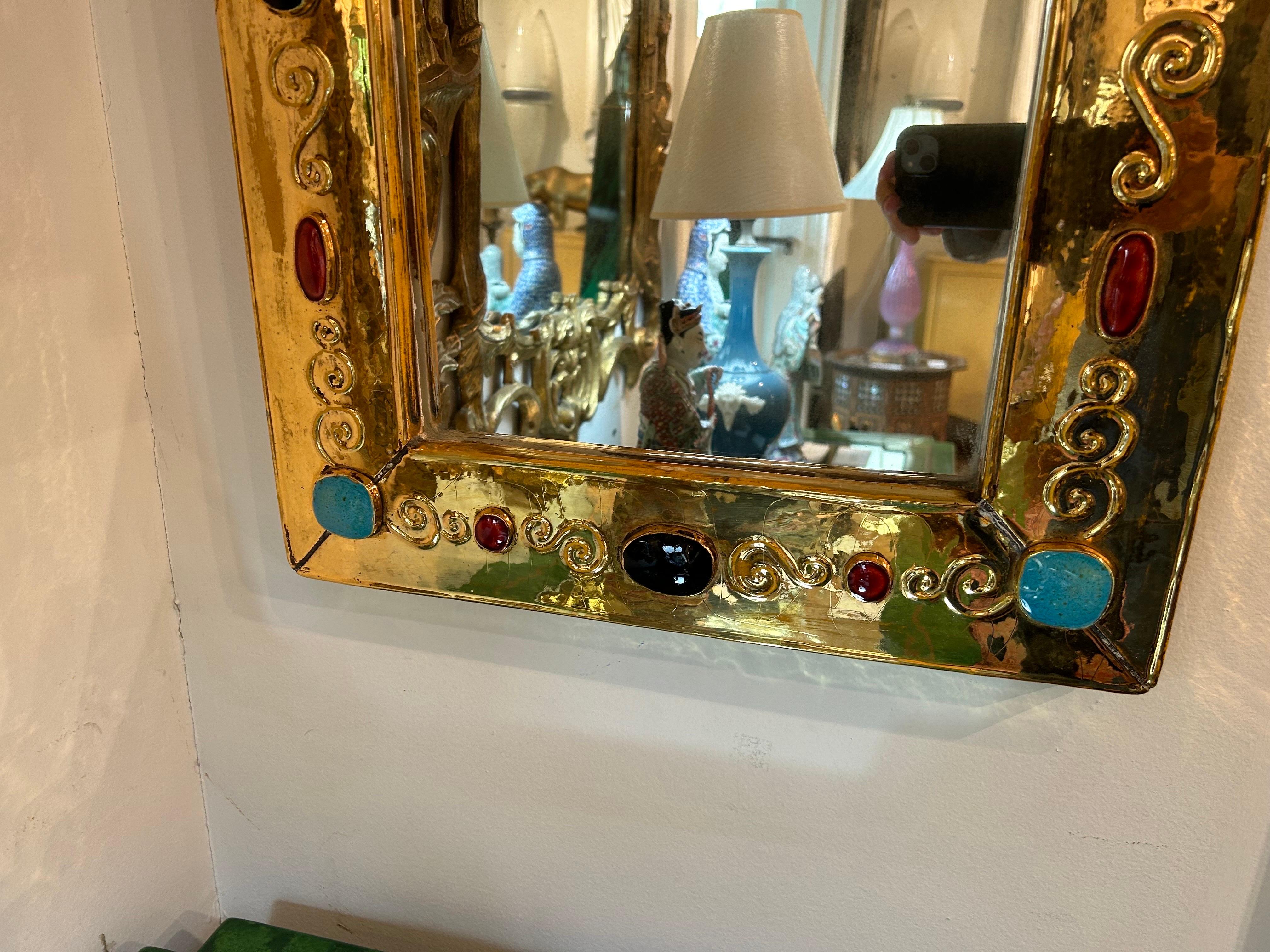 Grand miroir moderne français en céramique signé F. Lembo en vente 10
