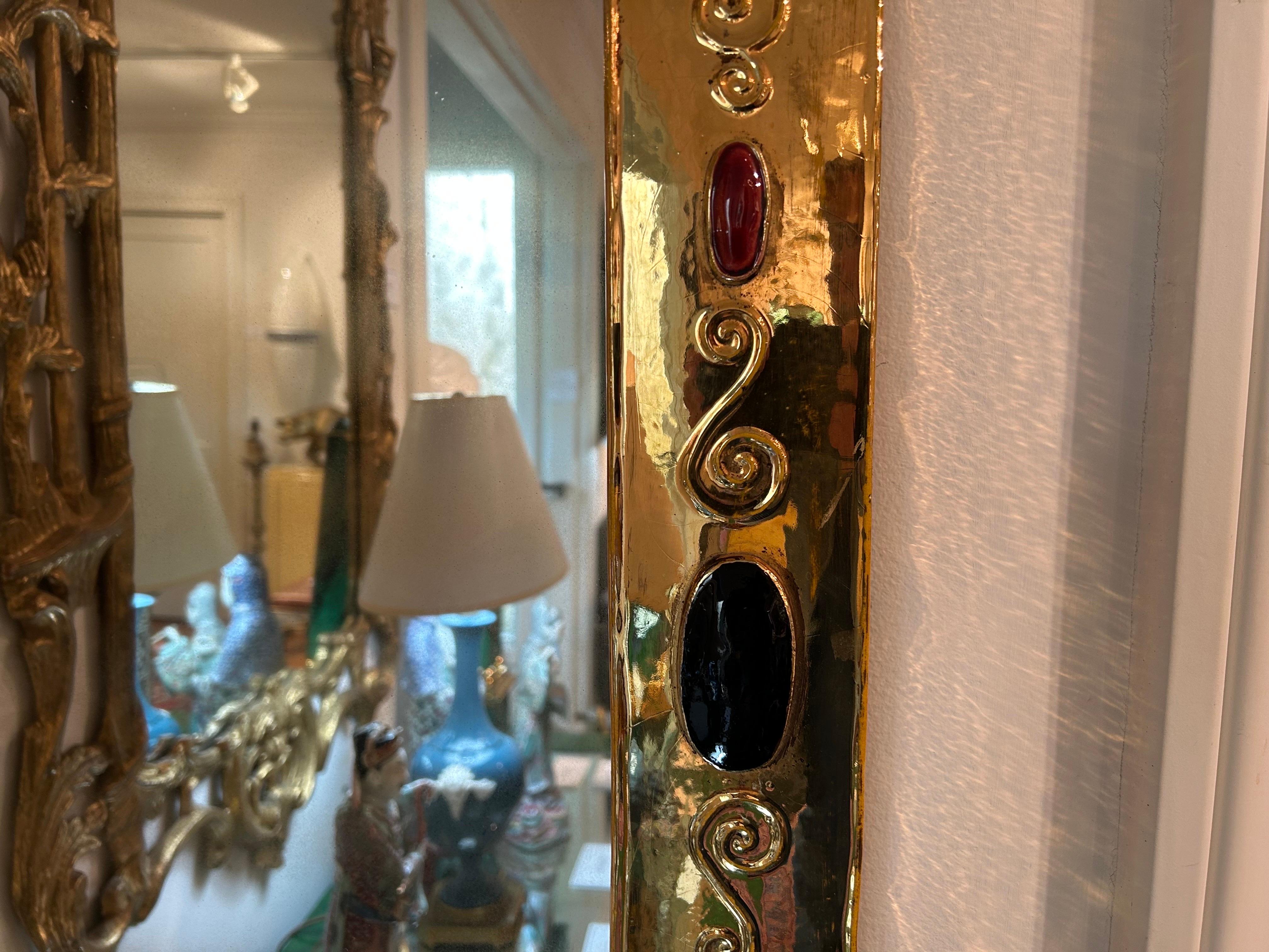 Grand miroir moderne français en céramique signé F. Lembo en vente 11