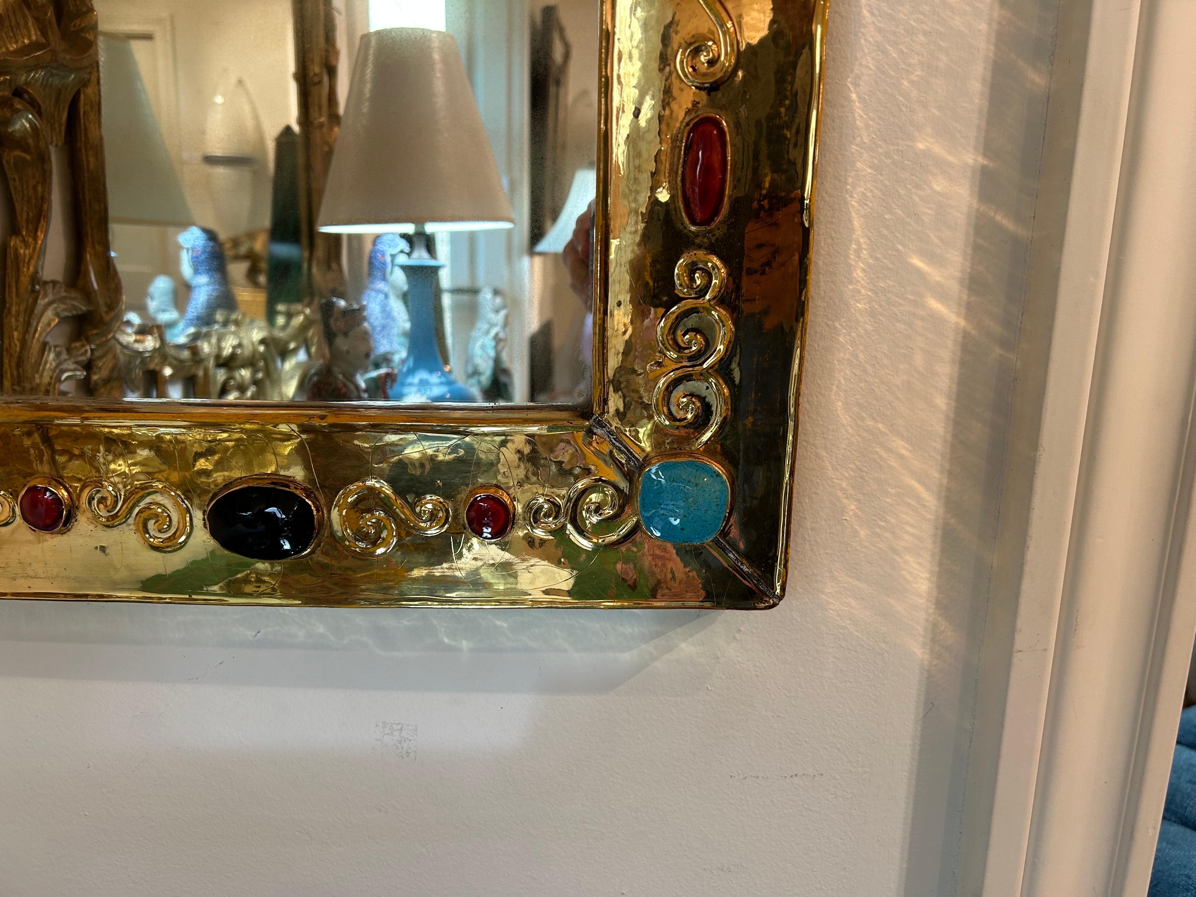 Grand miroir moderne français en céramique signé F. Lembo en vente 12