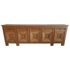 Large French Modern Cerused Oak & Giltwood Cabinet/Credenza, André Arbus, 1950s