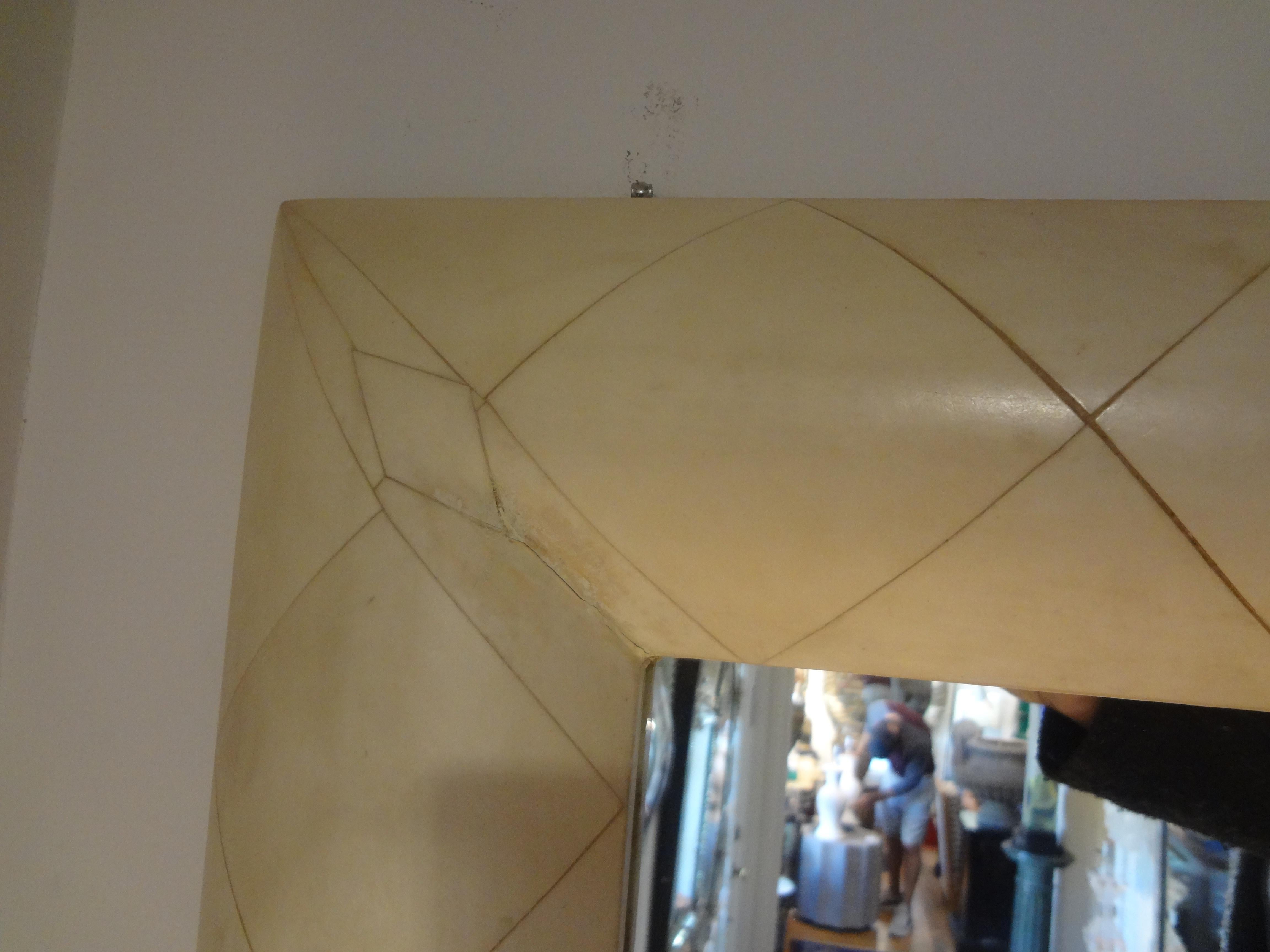 Large French Modern Goatskin Mirror In Good Condition For Sale In Houston, TX