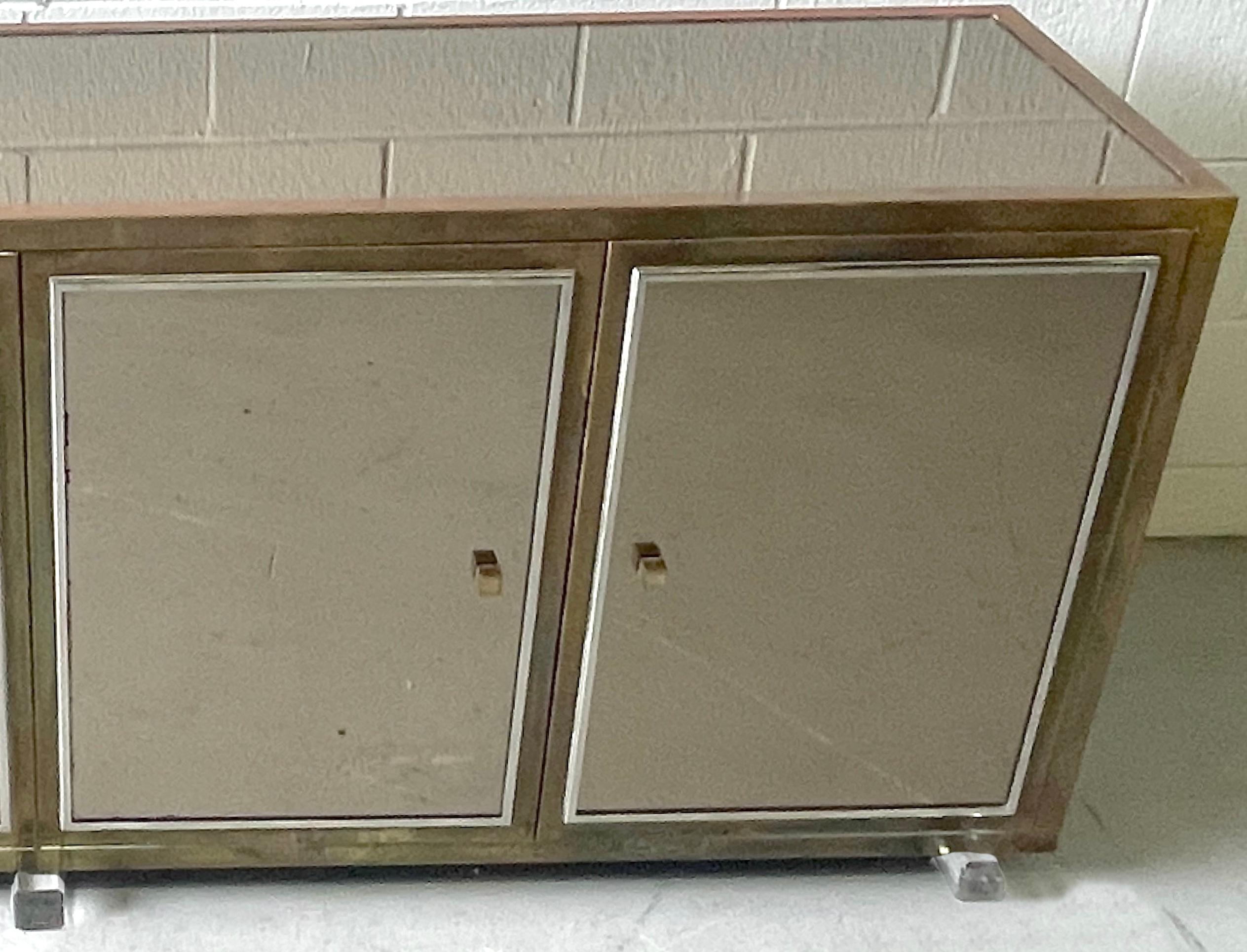 Mid-Century Modern Large French Modern Mirrored Credenza/Sideboard  by Michel Pigneres  For Sale