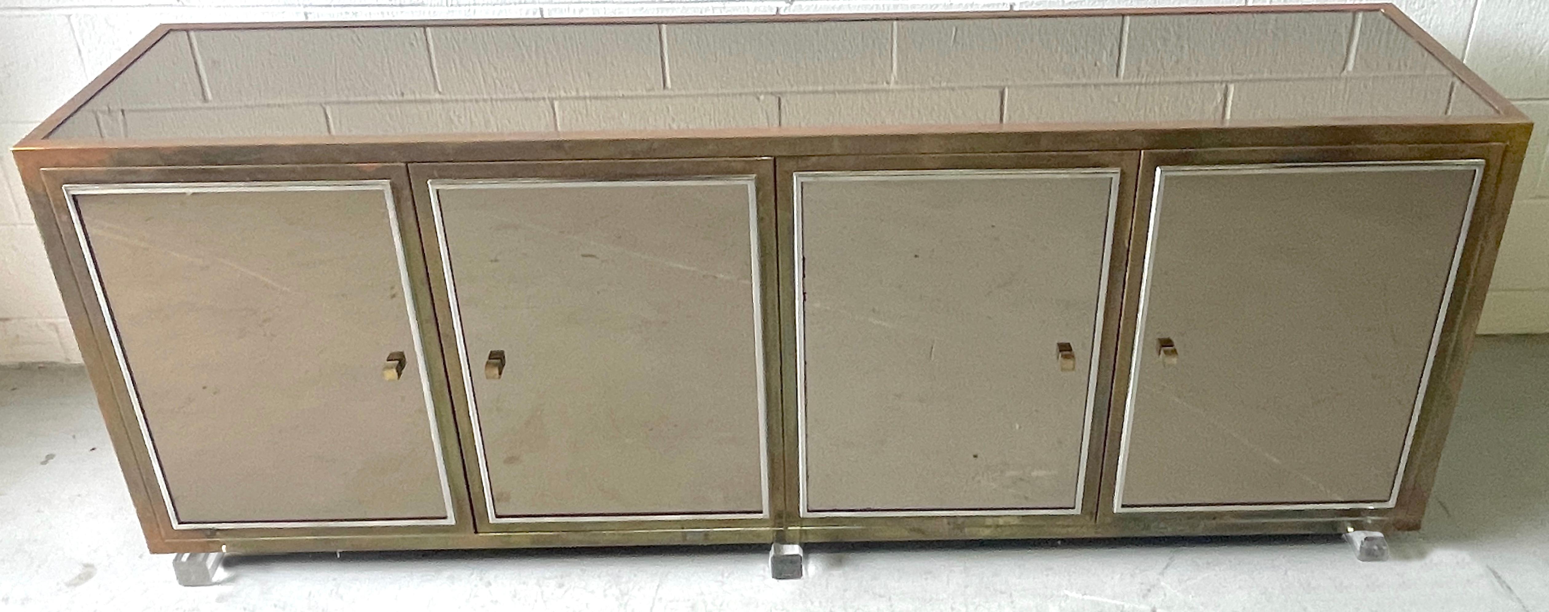 Large French Modern Mirrored Credenza/Sideboard  by Michel Pigneres  In Good Condition For Sale In West Palm Beach, FL
