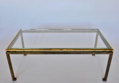 Large French Modern Neoclassical, Gilt Iron Coffee Table, Maison Ramsay