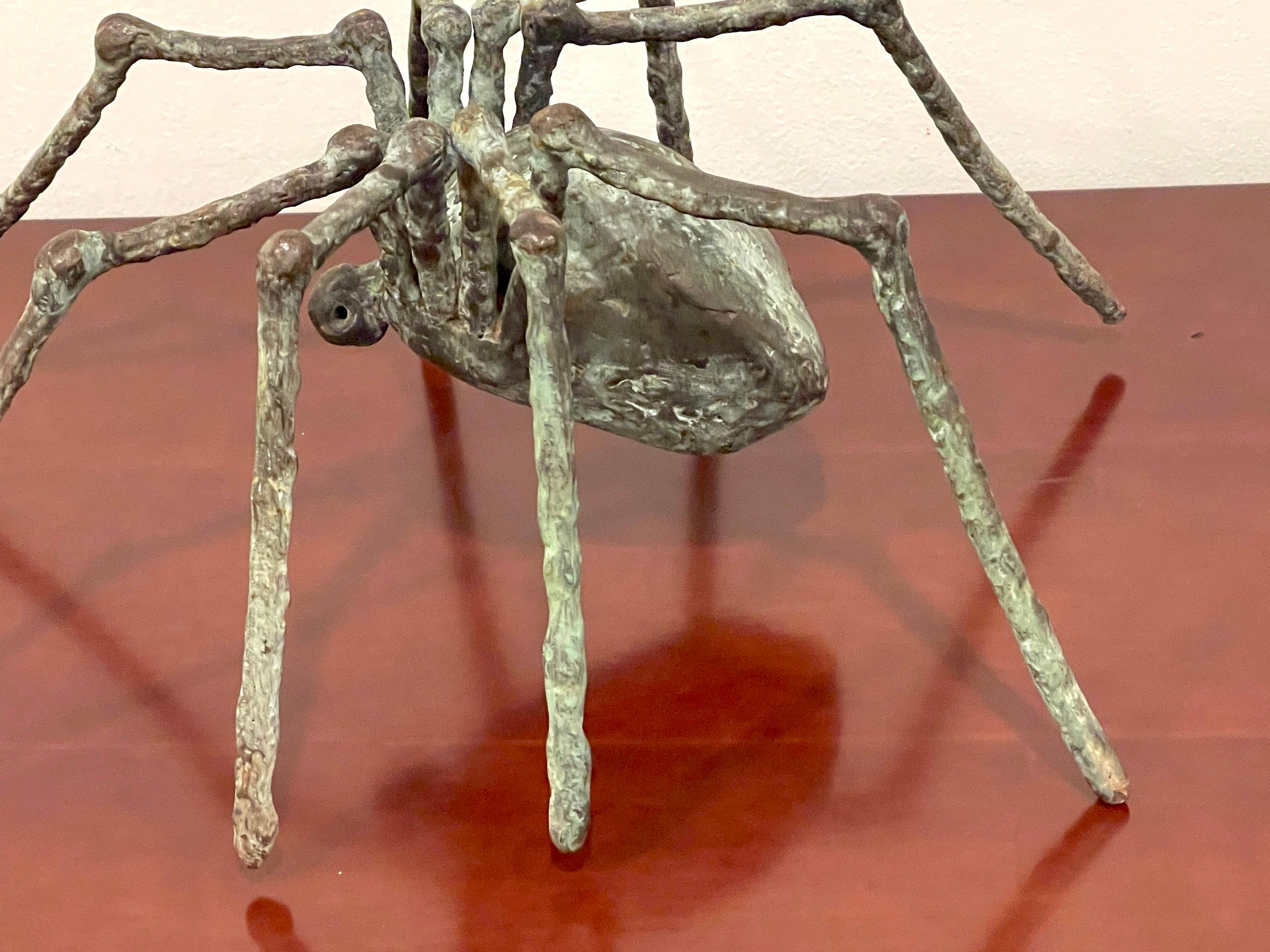 Large French Modern Patinated Bronze Sculpture of a Spider in Stride 5