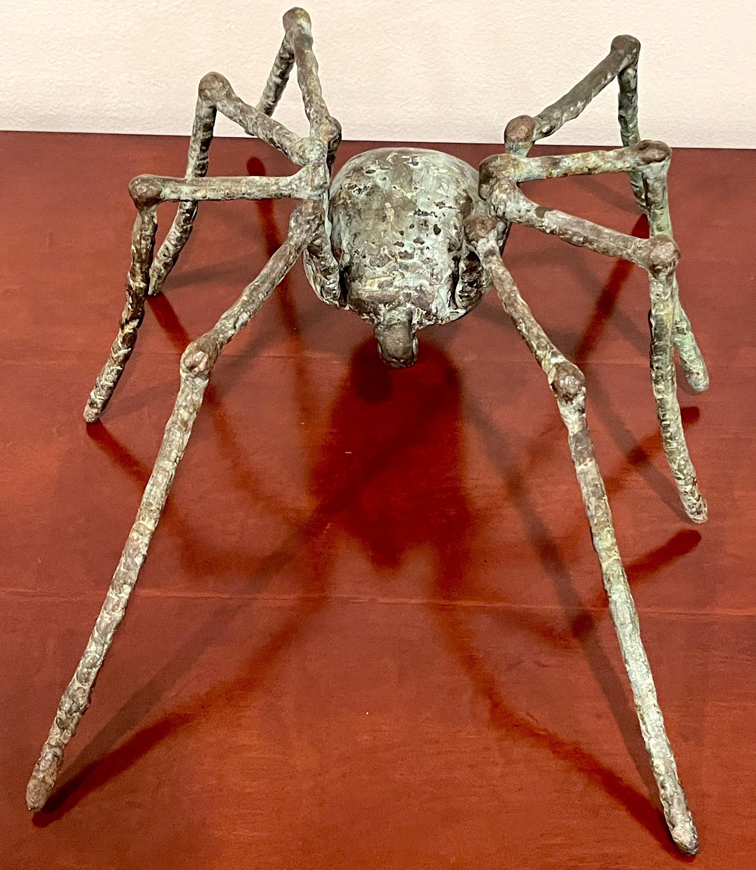 Large French Modern Patinated Bronze Sculpture of a Spider in Stride 7