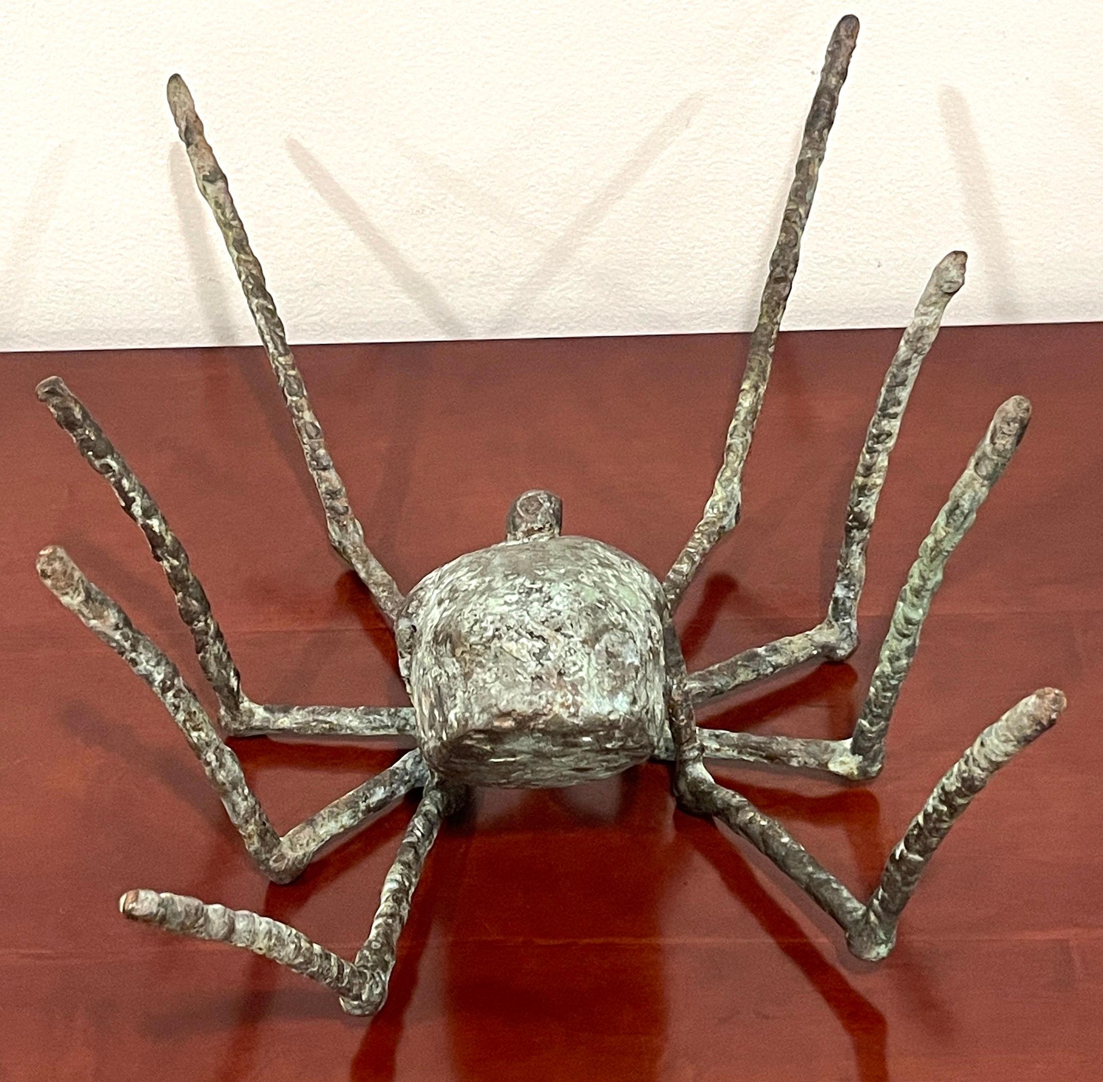 Large French Modern Patinated Bronze Sculpture of a Spider in Stride 8