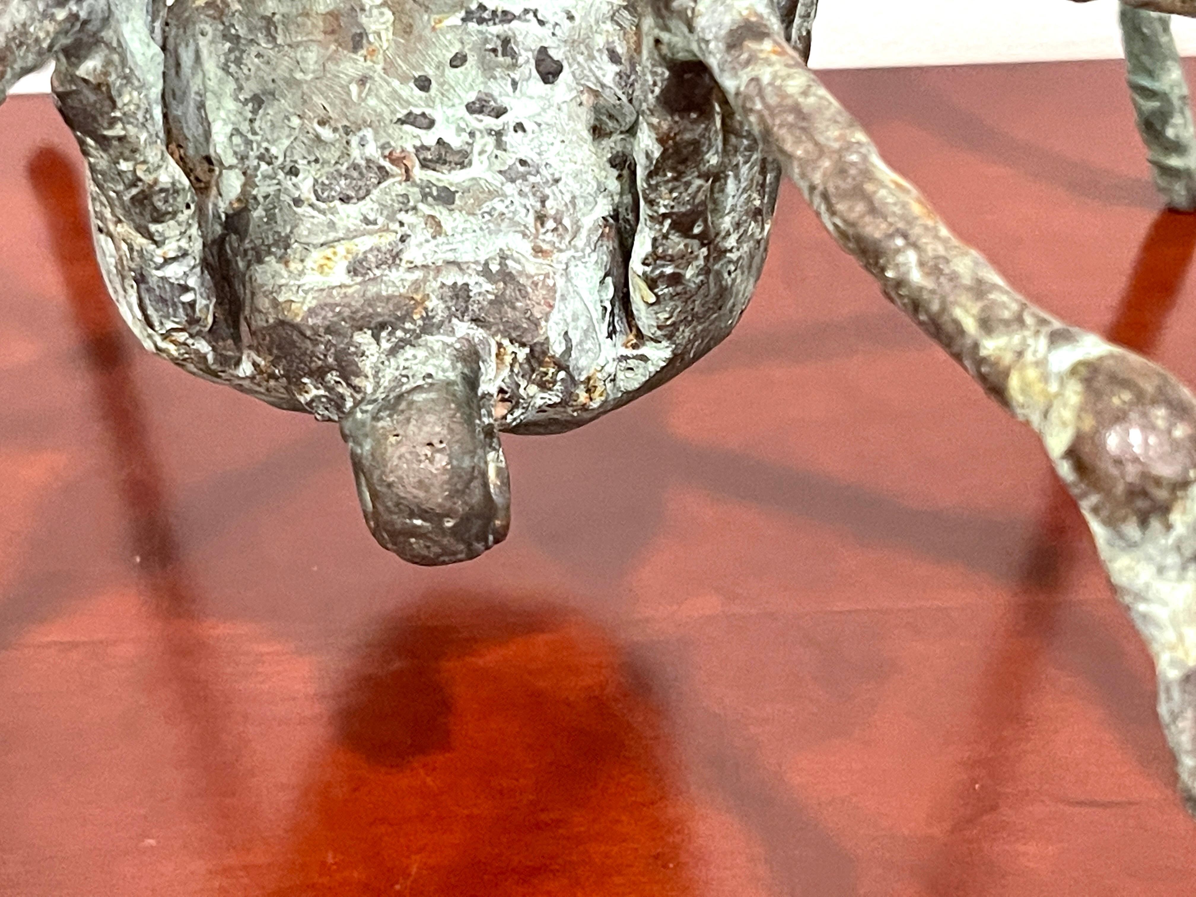 Large French Modern Patinated Bronze Sculpture of a Spider in Stride 11