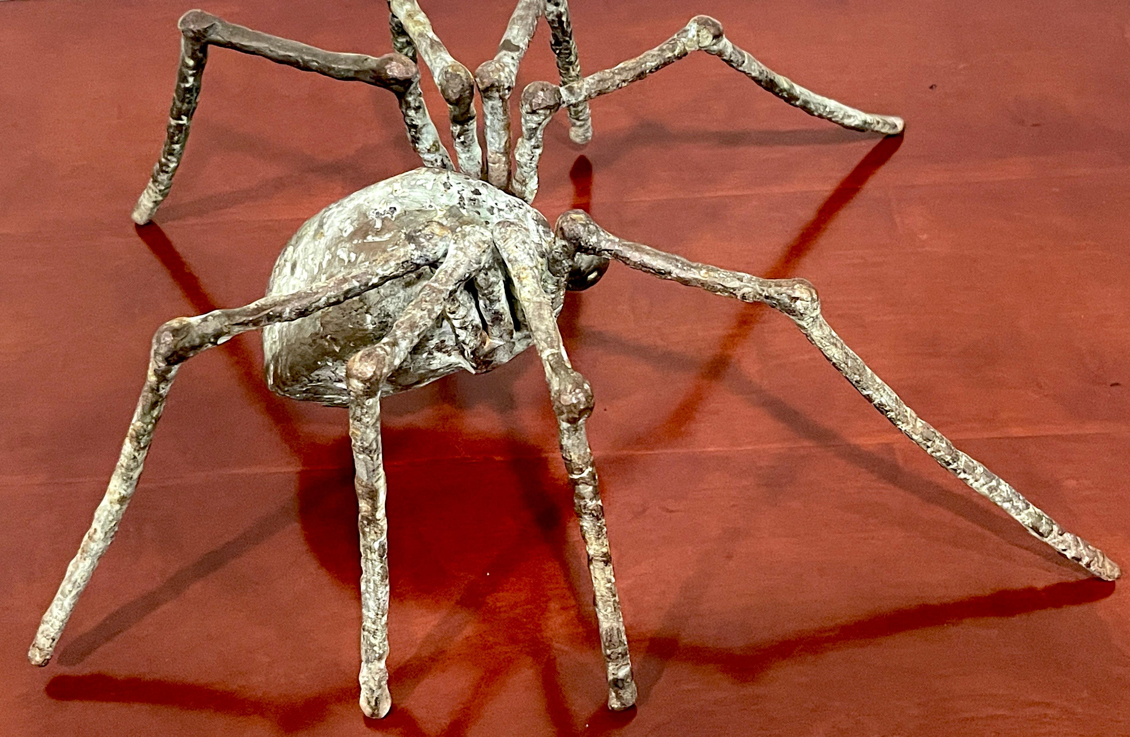 Large French Modern Patinated Bronze Sculpture of a Spider in Stride In Good Condition In West Palm Beach, FL