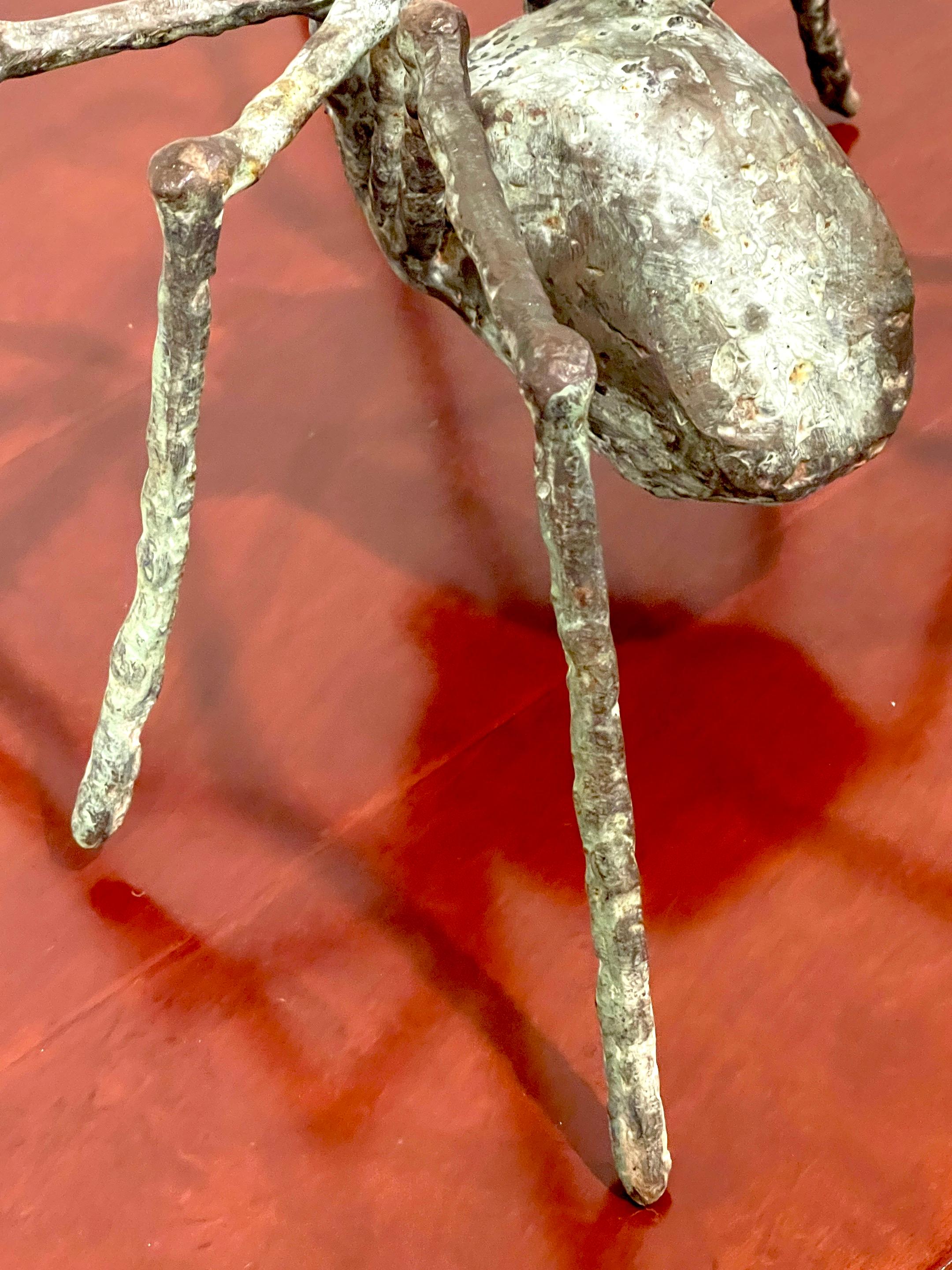 Large French Modern Patinated Bronze Sculpture of a Spider in Stride 3