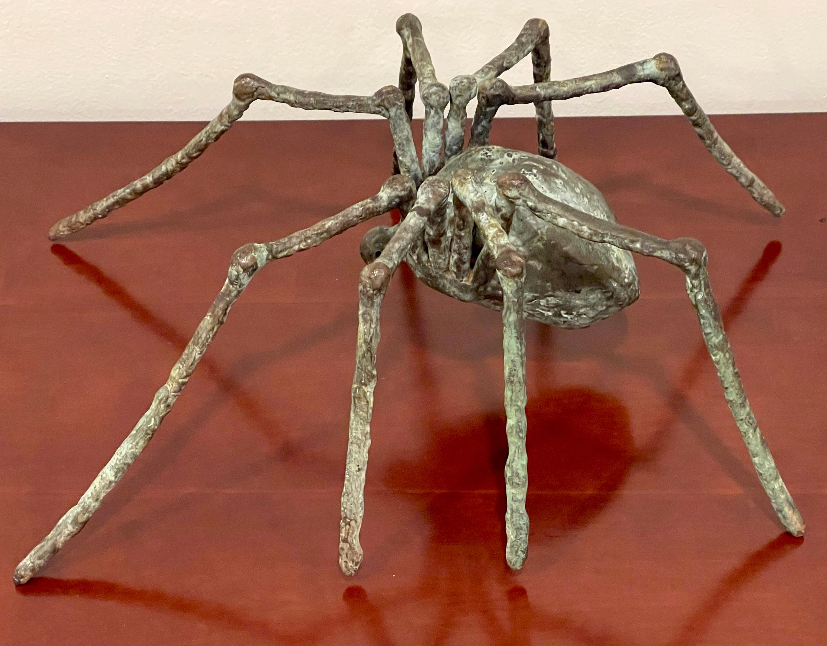 Large French Modern Patinated Bronze Sculpture of a Spider in Stride 4
