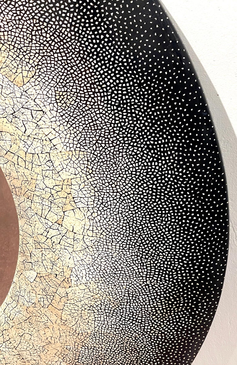 Large French Modern Style Lacquer and Eggshell Round Mirror For Sale at ...