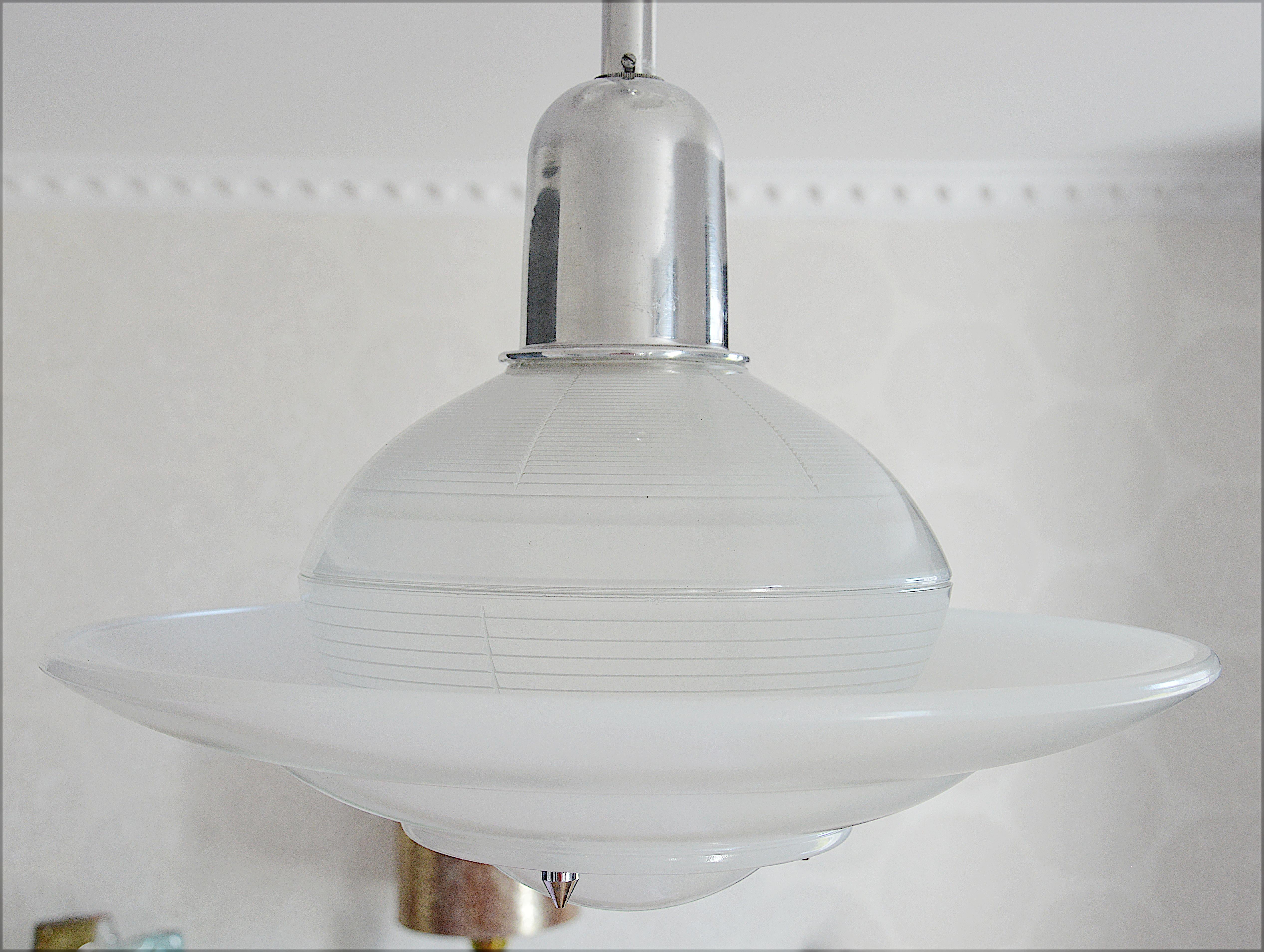 Grande lampadario a sospensione francese modernista Art Déco, anni '30 in vendita 4