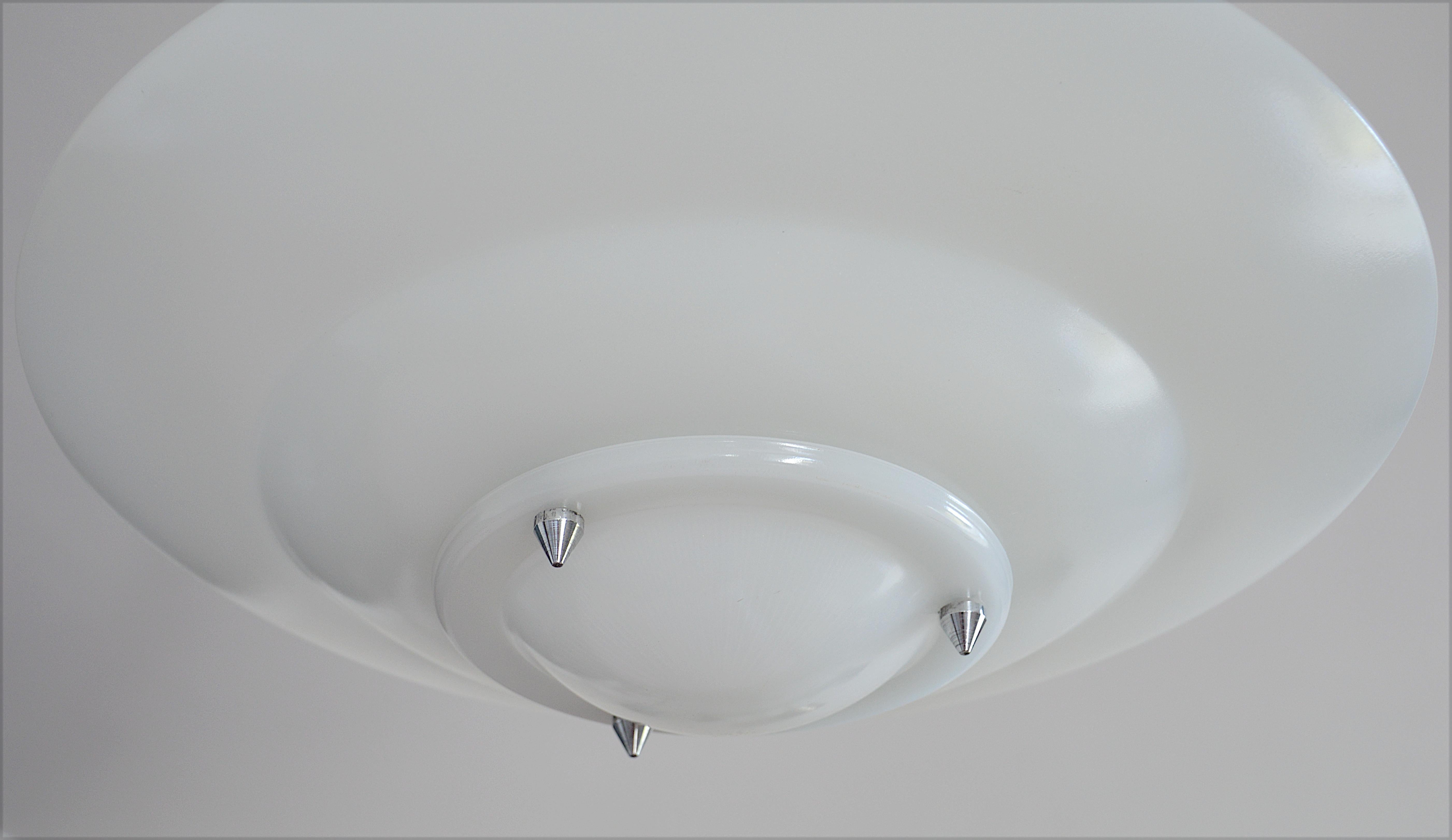 Metallo Grande lampadario a sospensione francese modernista Art Déco, anni '30 in vendita