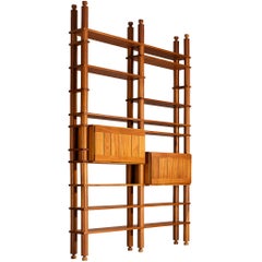 Large French Modular Room Divider in Mahogany 1970s