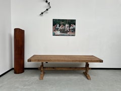 Large french monastery table from the 1950s in solid oak