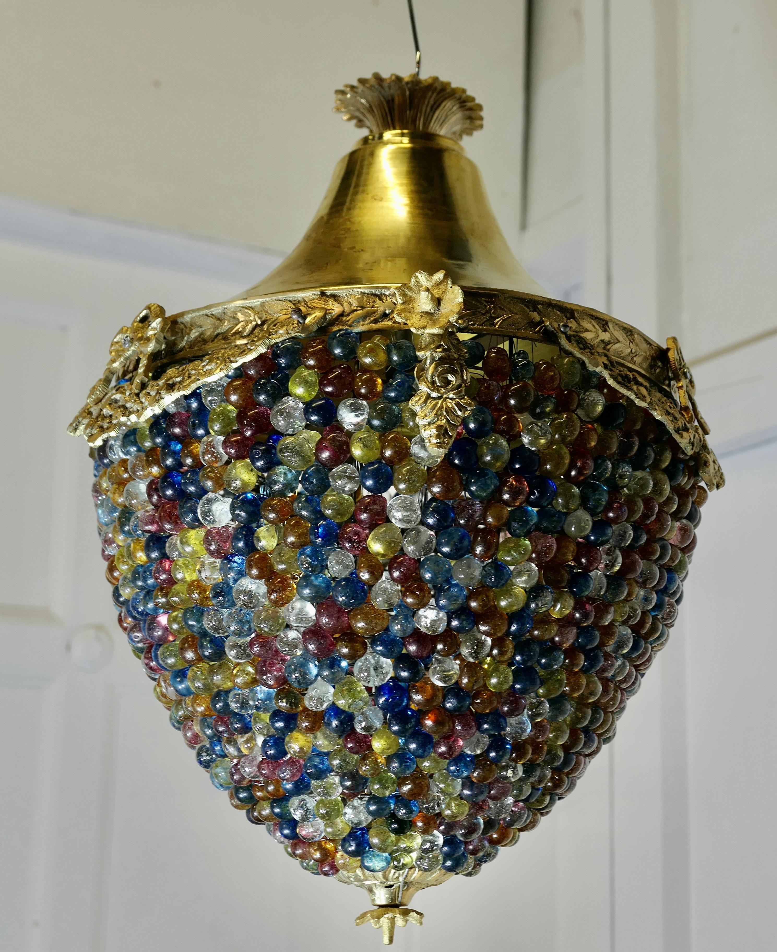 Mid-20th Century Large French Multi Coloured Teardrop Lamp Shade For Sale
