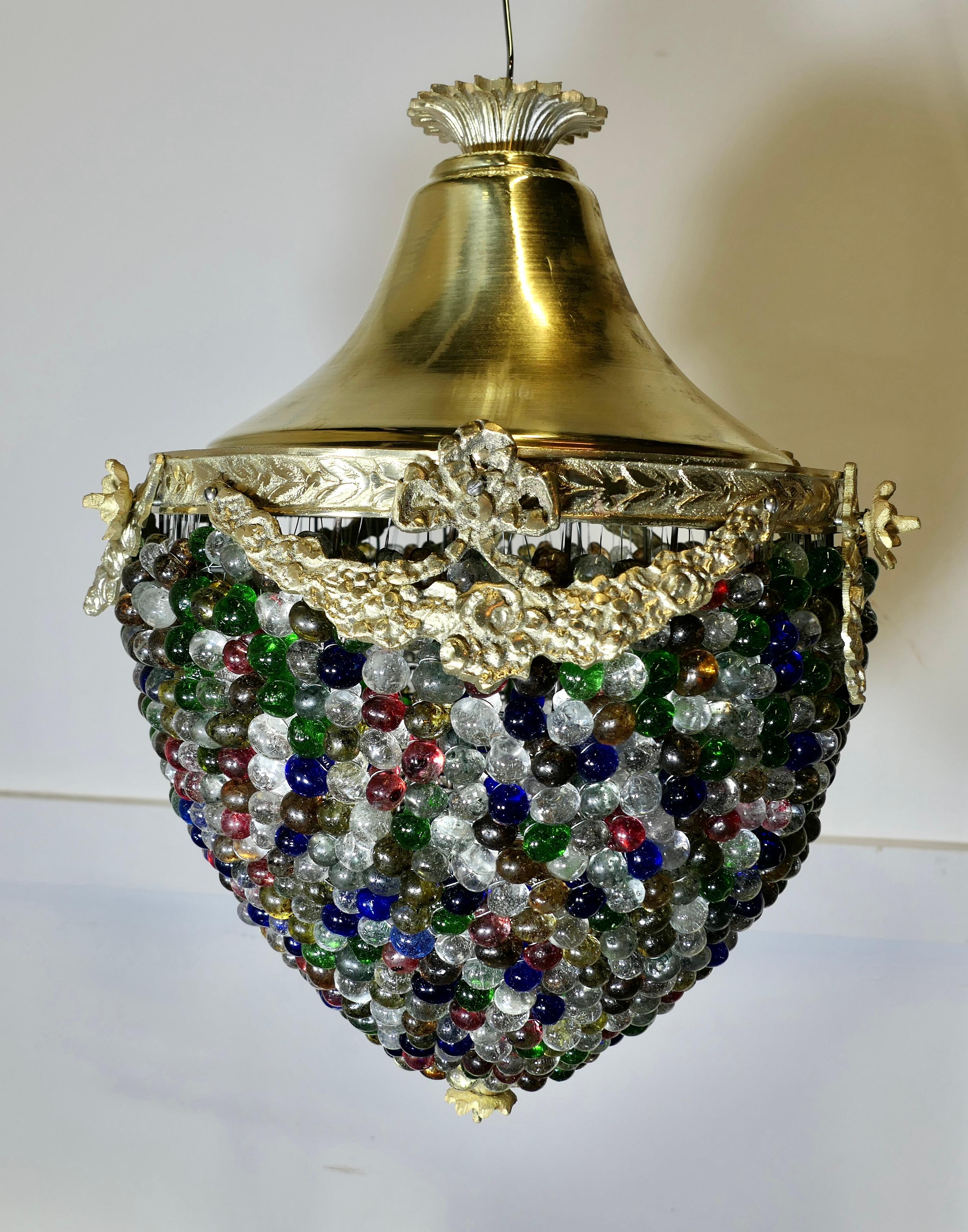 Mid-20th Century Large French Multi Coloured Teardrop Lamp Shade For Sale