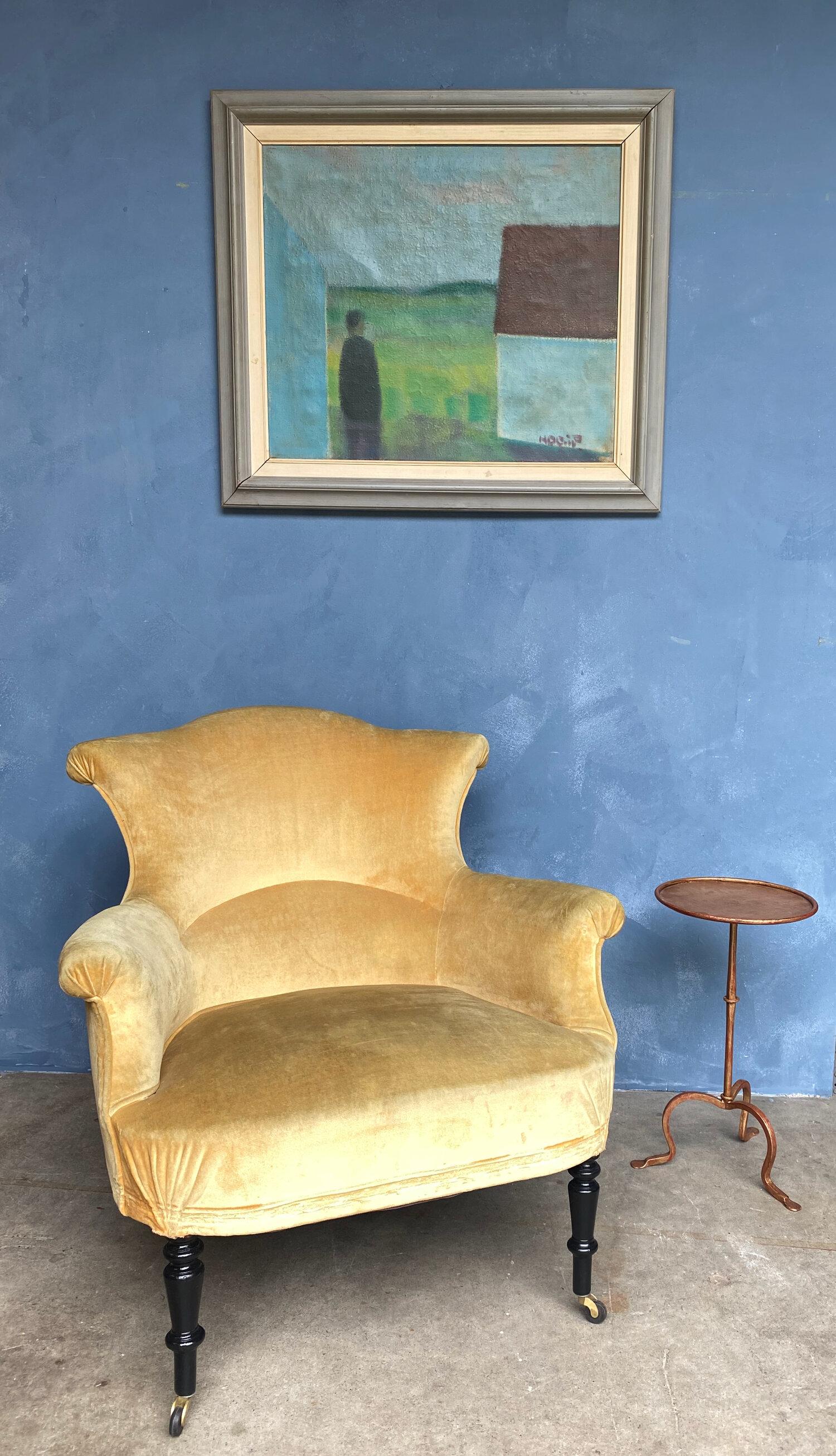 Large French Napoleon III Armchair in Gold Velvet For Sale 8