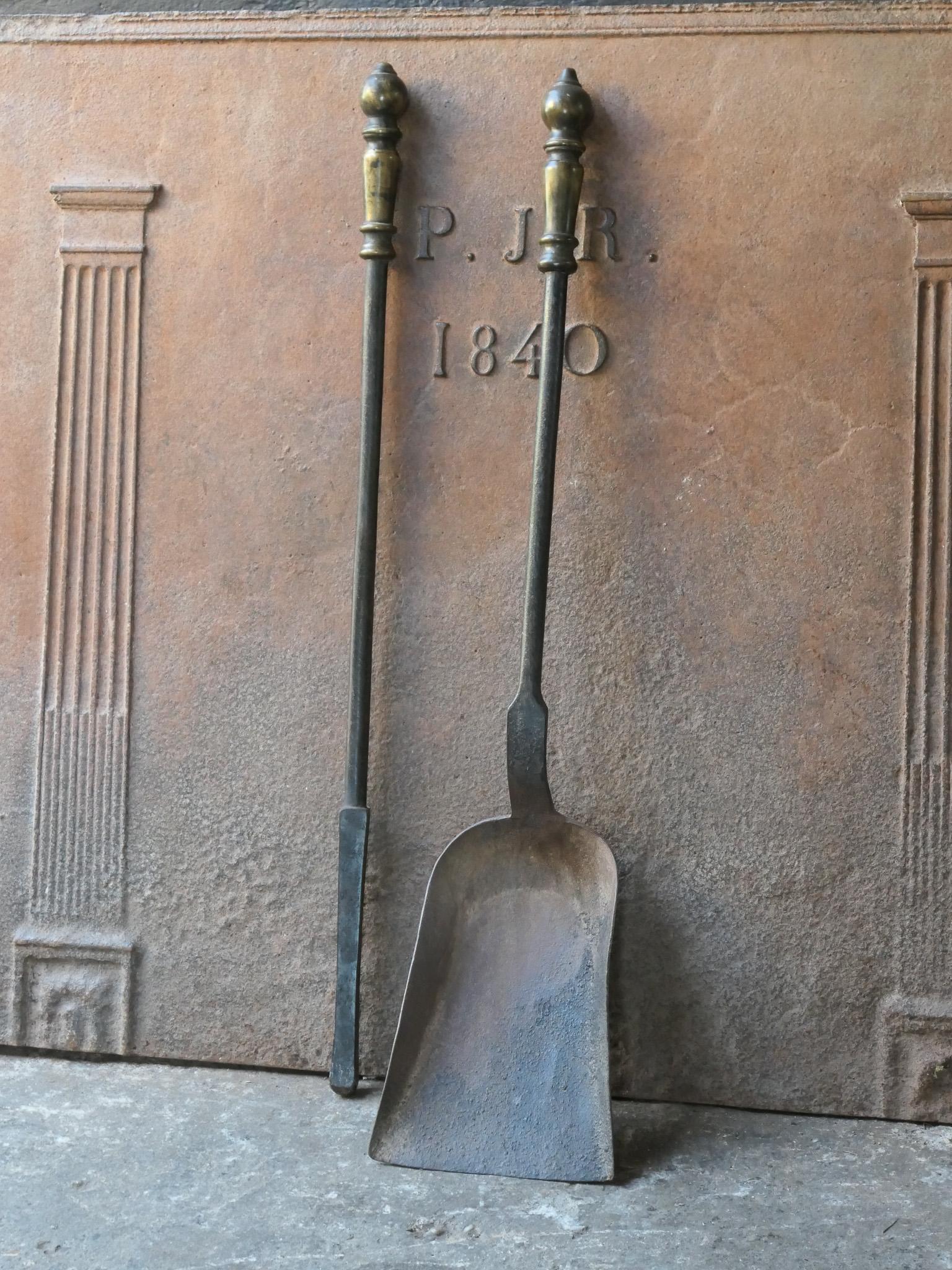 Brass Large French Napoleon III Fireplace Tools, 19th-20th Century For Sale