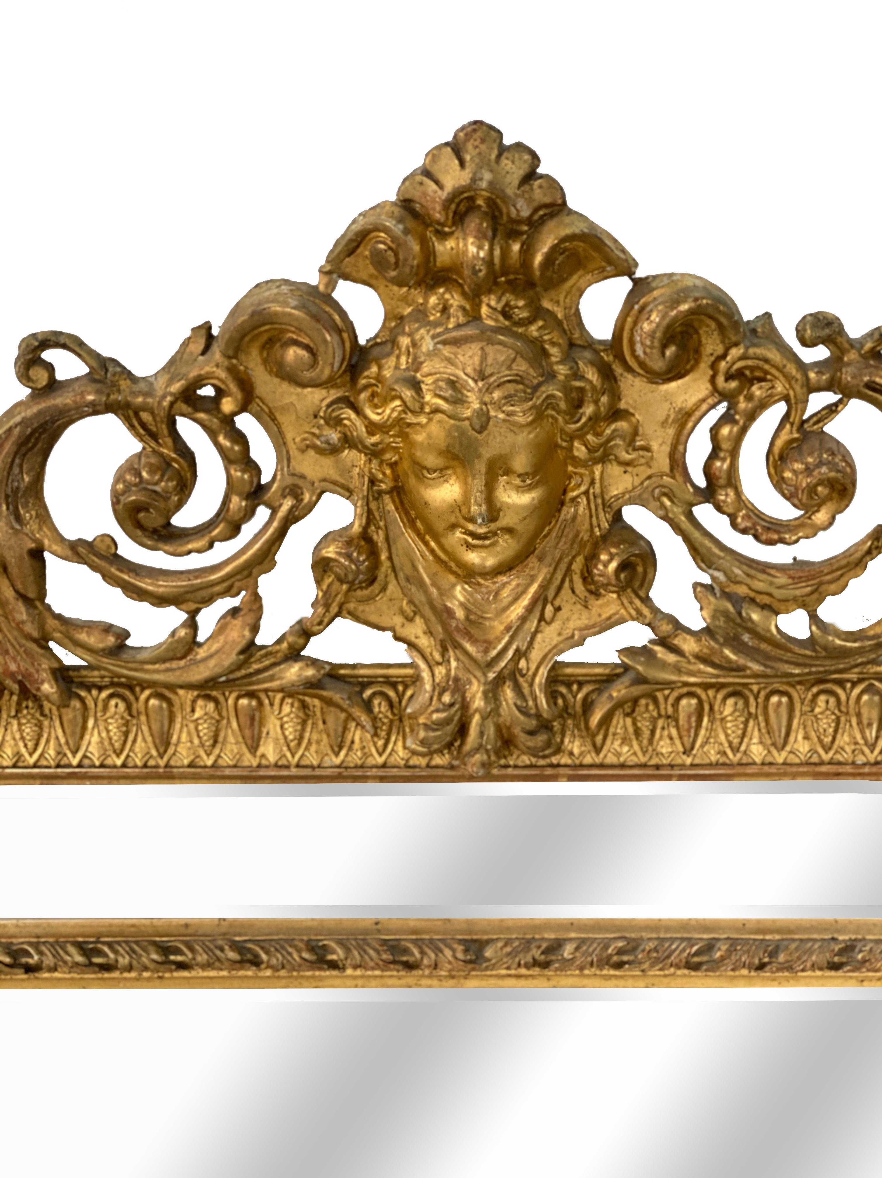 19th Century Large French Napoleon III Gilded Mirror