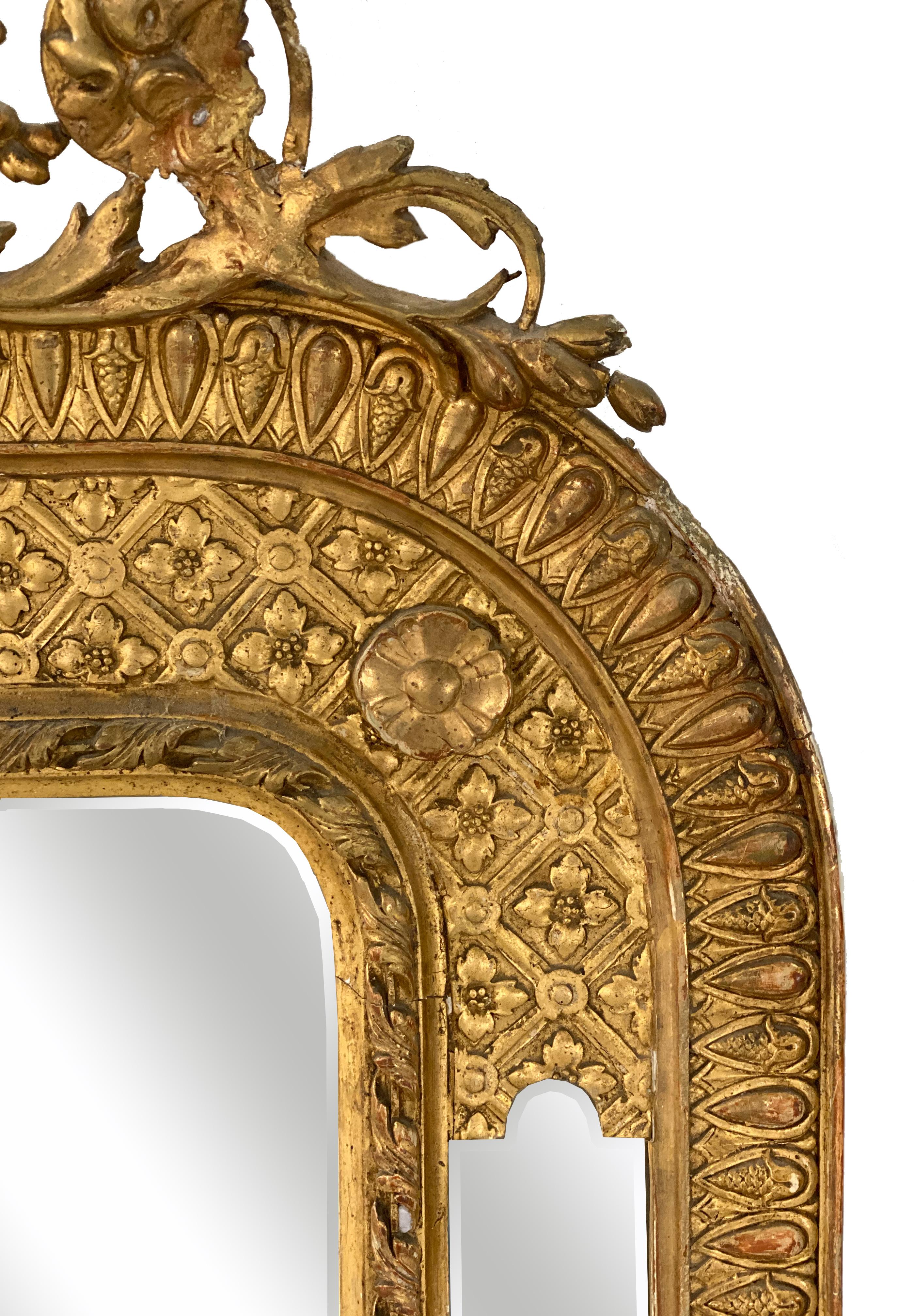 Wood Large French Napoleon III Gilded Mirror