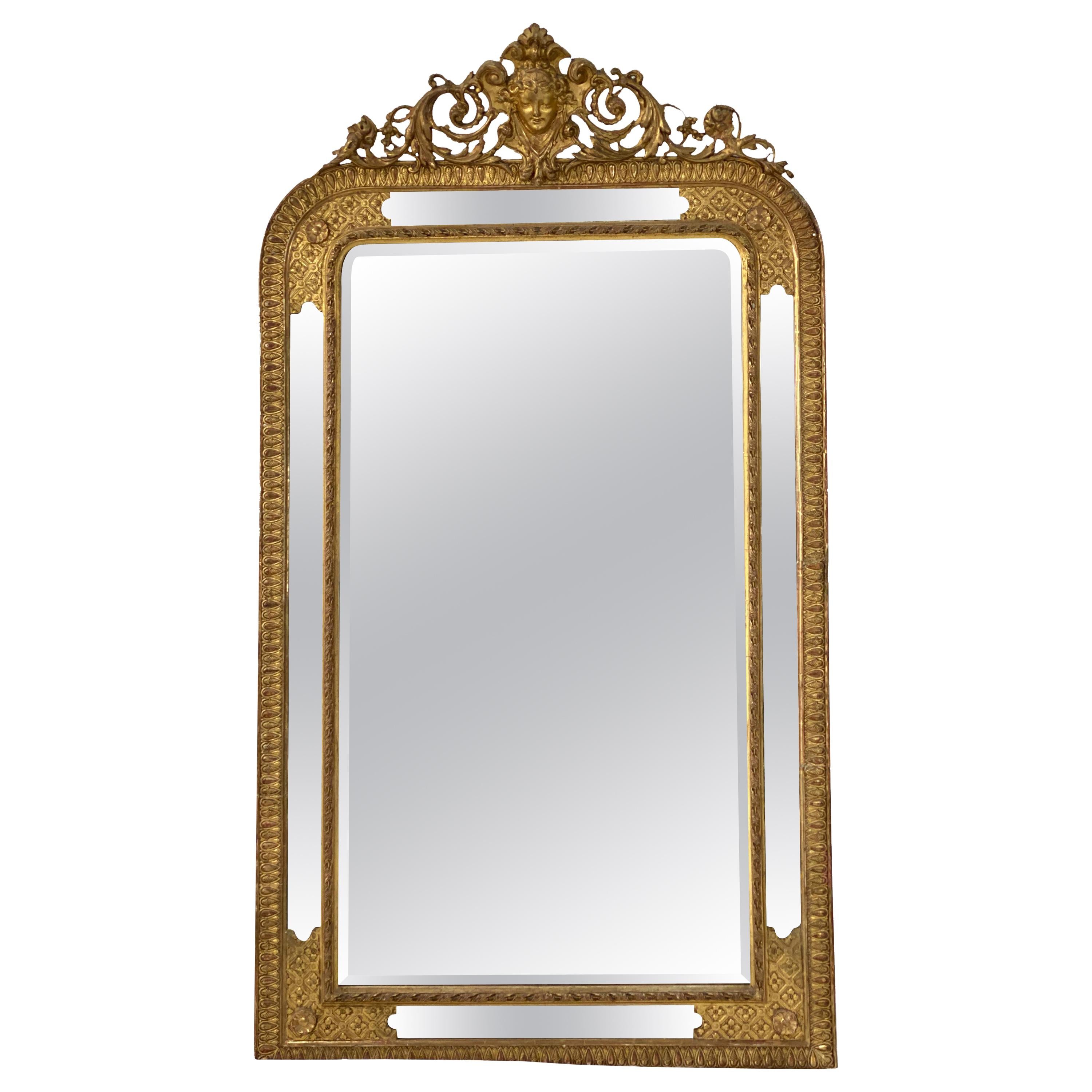 Large French Napoleon III Gilded Mirror