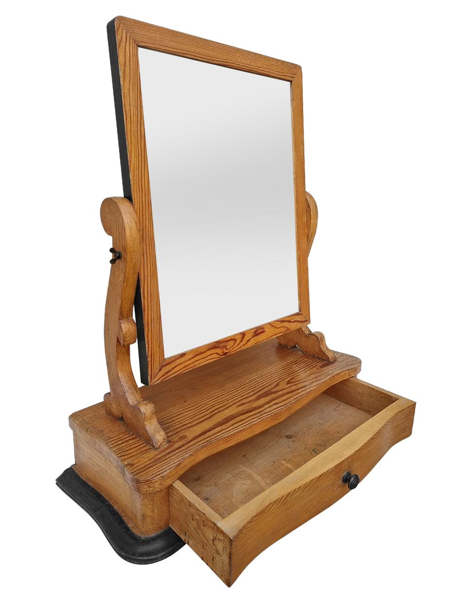 Large French Napoleon III Period Table Mirror With Drawer, circa 1880 In Good Condition For Sale In Paris, FR
