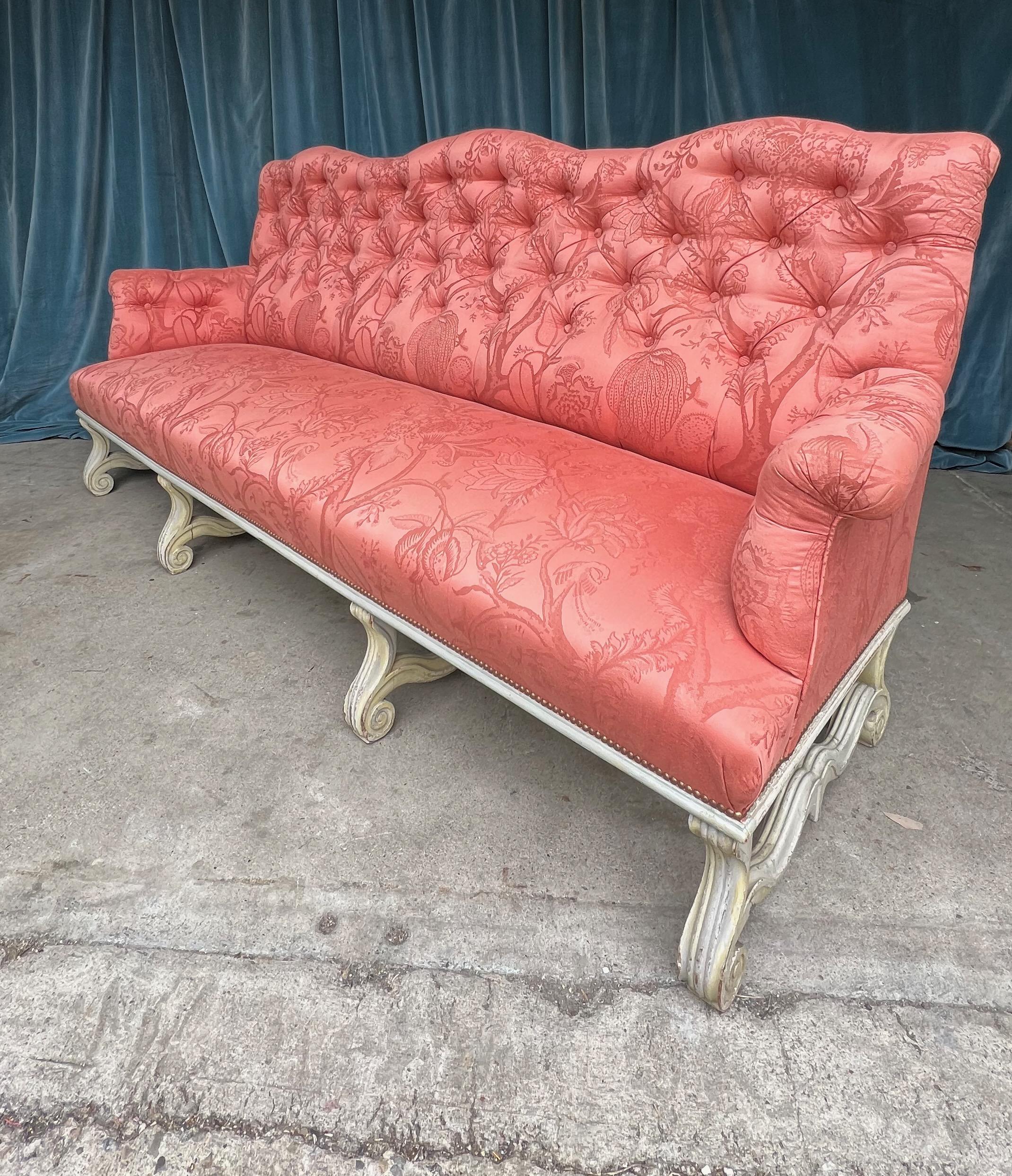 Fabric Large French Neo-Baroque Style Sofa For Sale