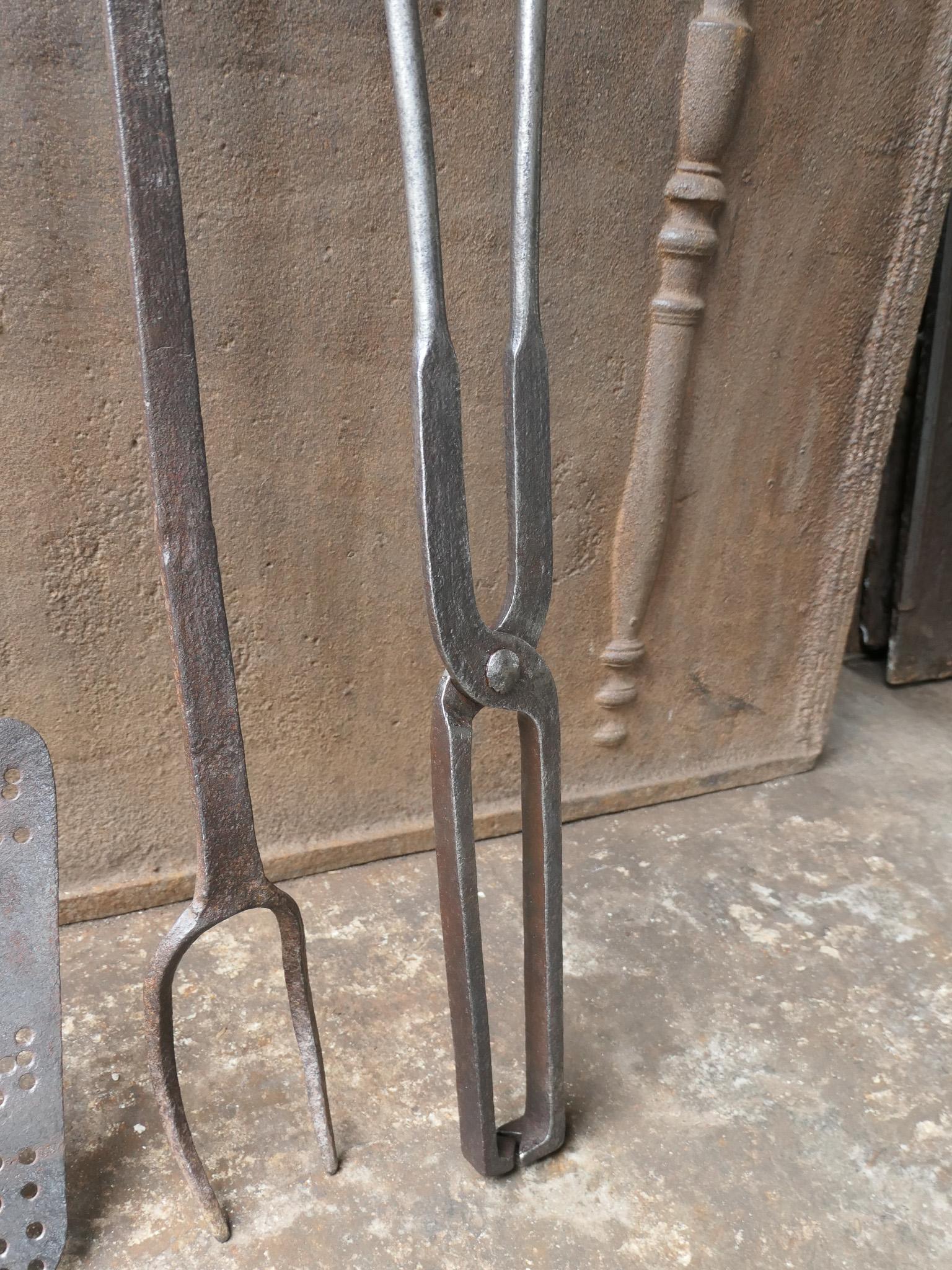 Large French Neoclassical Fireplace Tools, 18th-19th Century For Sale 5